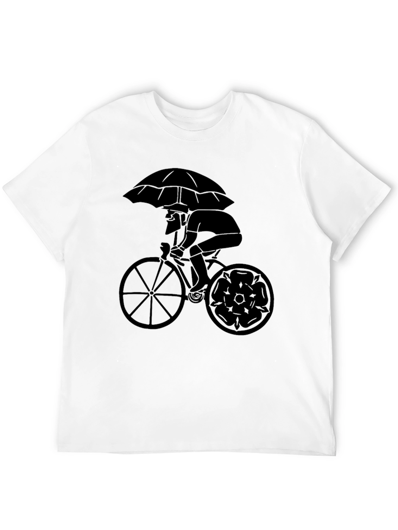 Stylish Cyclist Umbrella Graphic Tee - Black