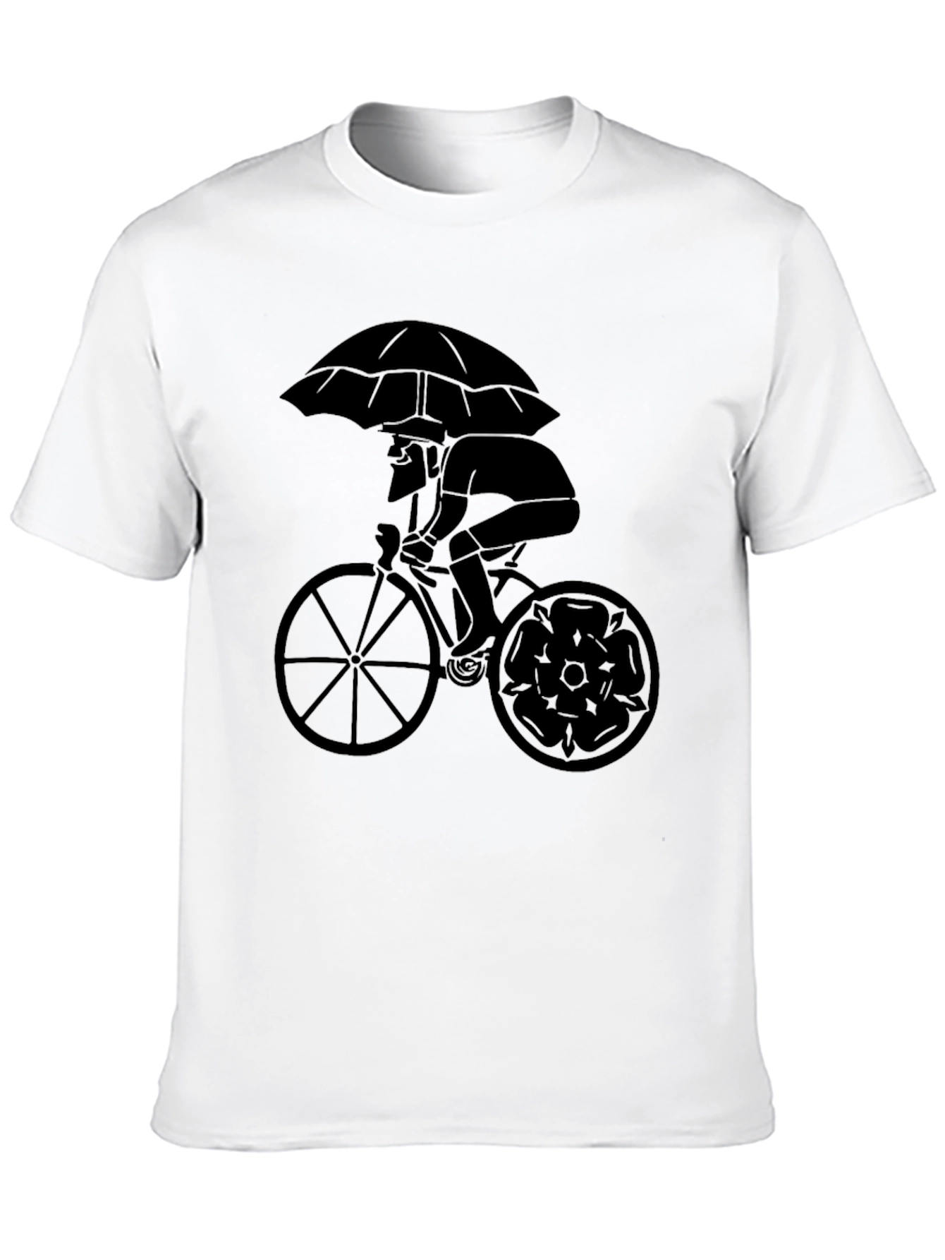 Stylish Cyclist Umbrella Graphic Tee - Black