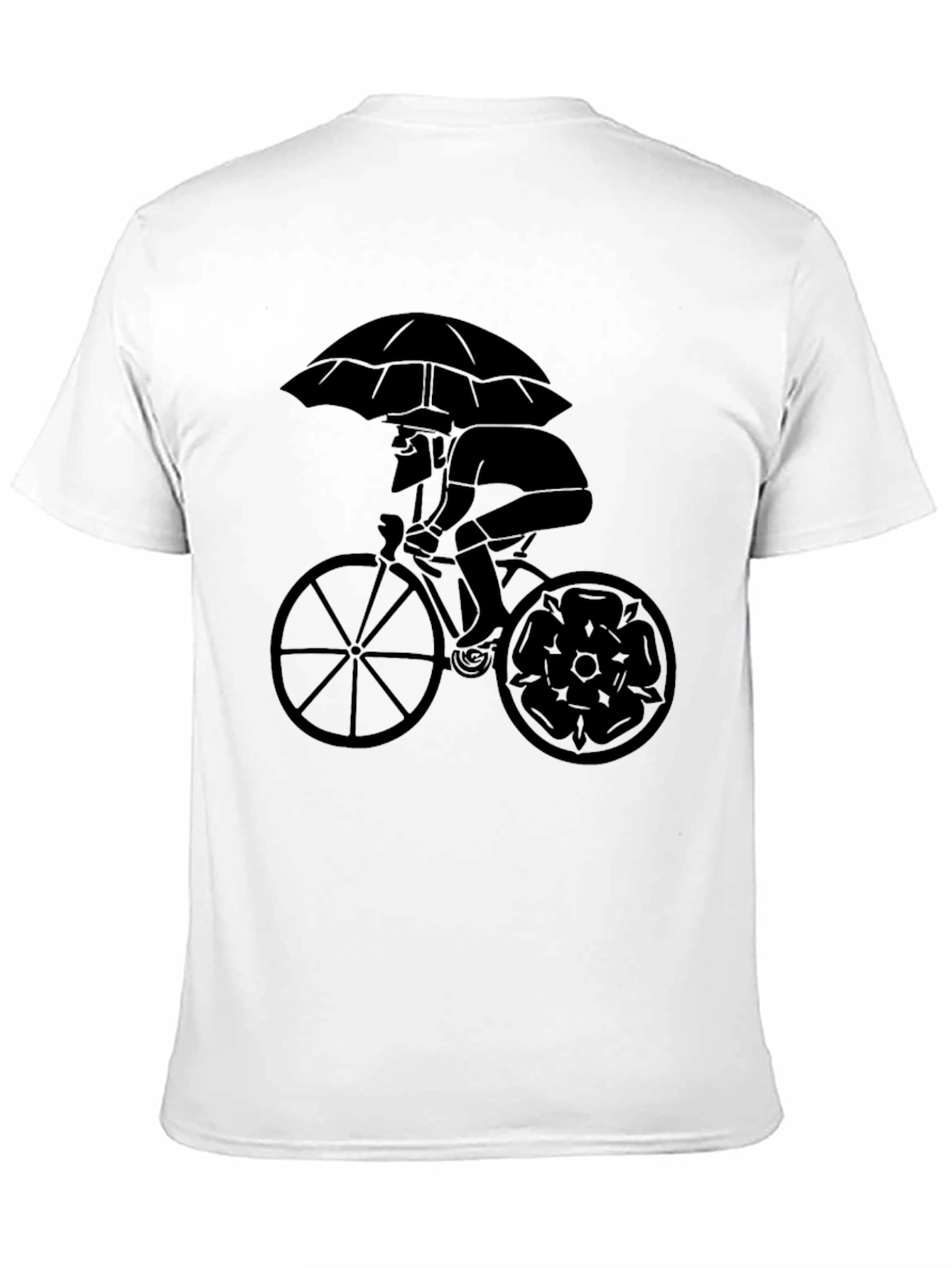 Stylish Cyclist Umbrella Graphic Tee - Black
