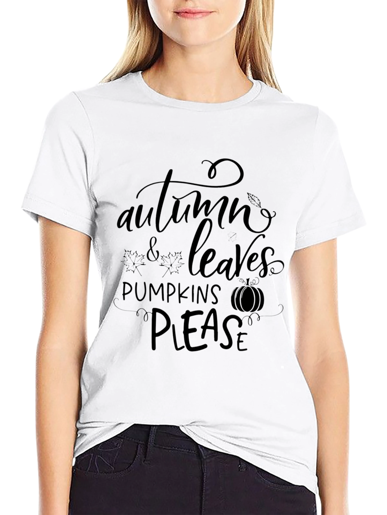 Autumn Leaves Pumpkins Please Graphic Tee