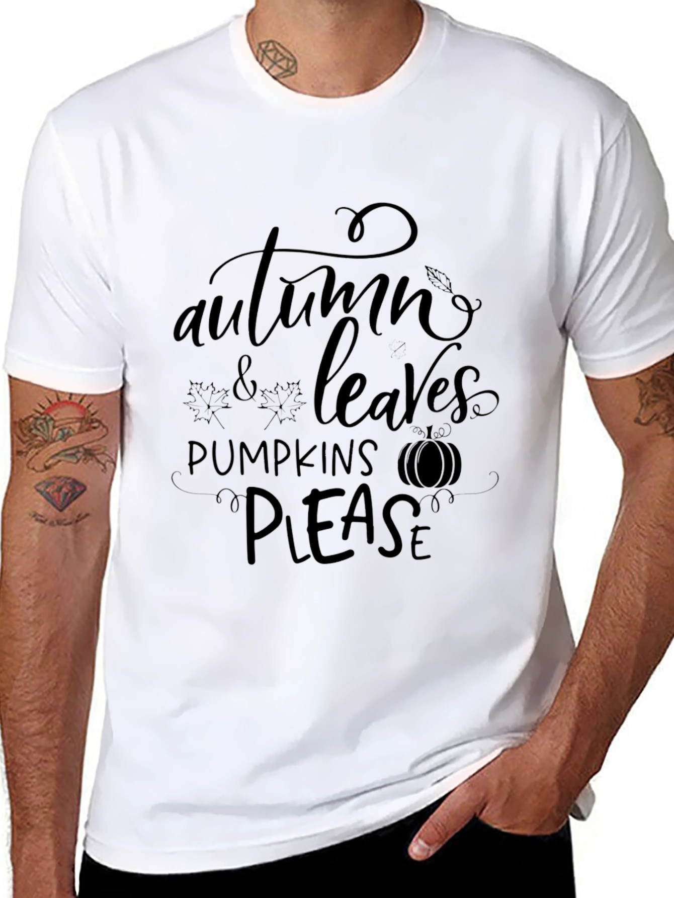 Autumn Leaves Pumpkins Please Graphic Tee