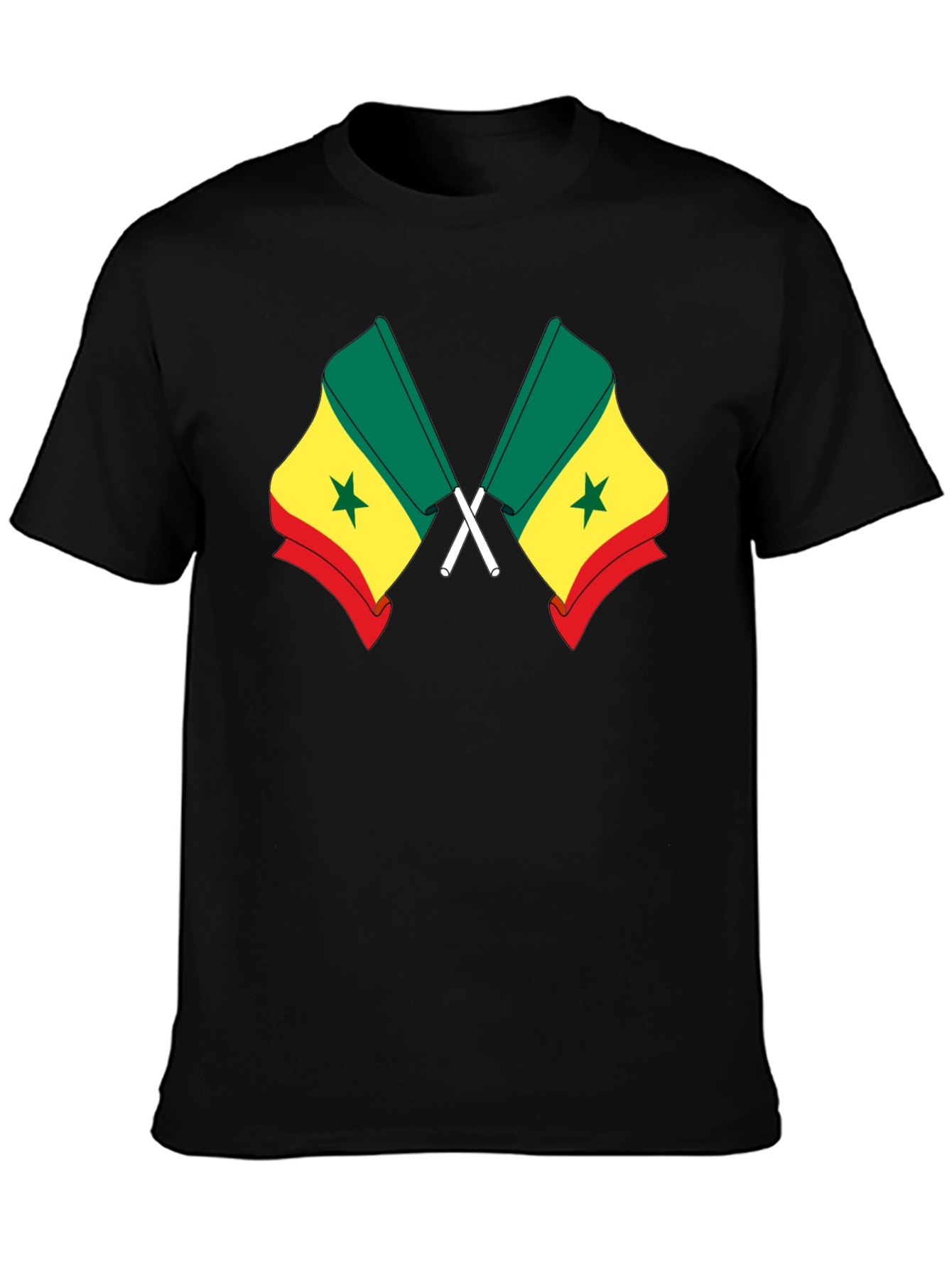 Senegal Flag T-Shirt - Black Cotton Tee