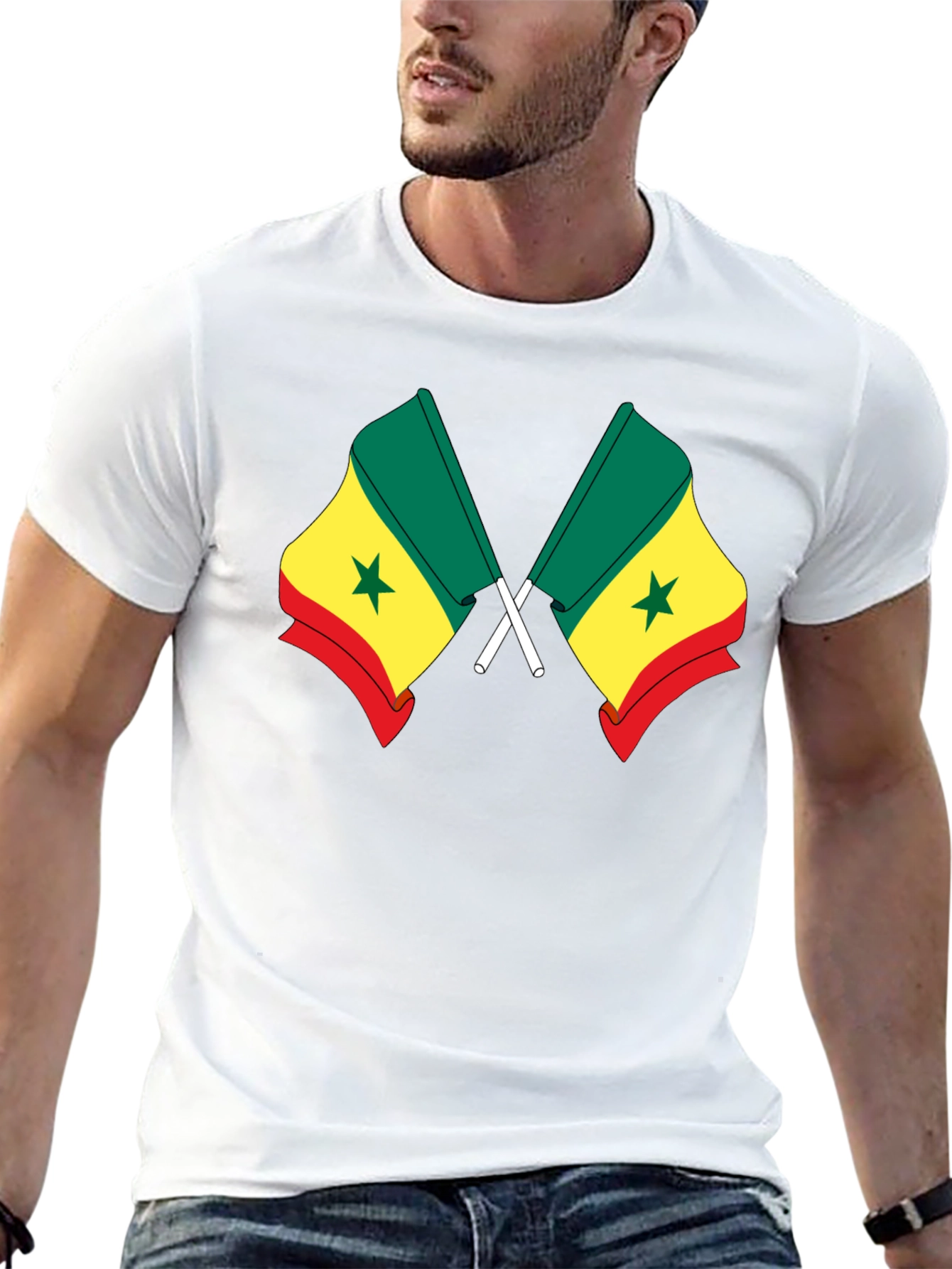 Senegal Flag T-Shirt - Black Cotton Tee
