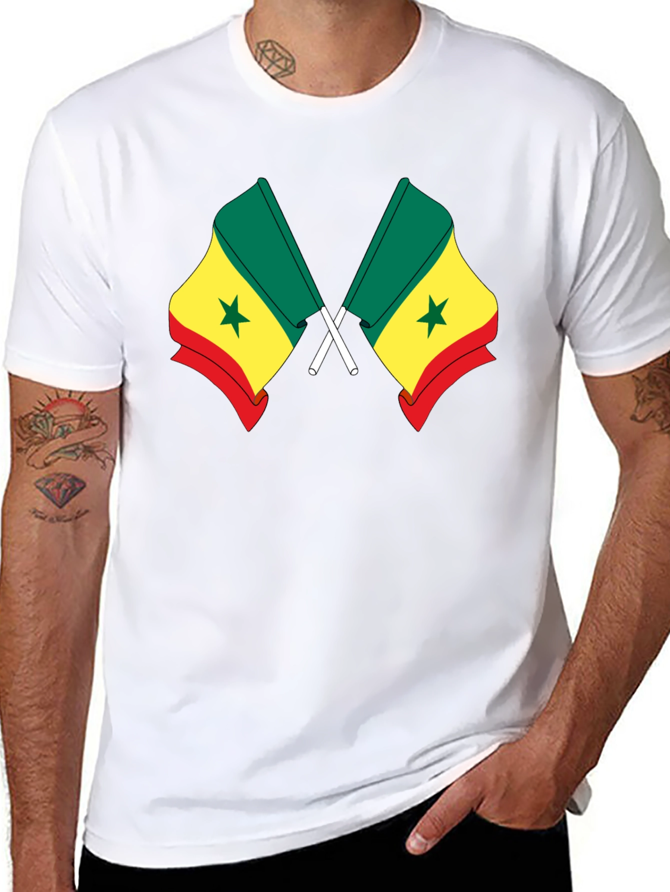 Senegal Flag T-Shirt - Black Cotton Tee