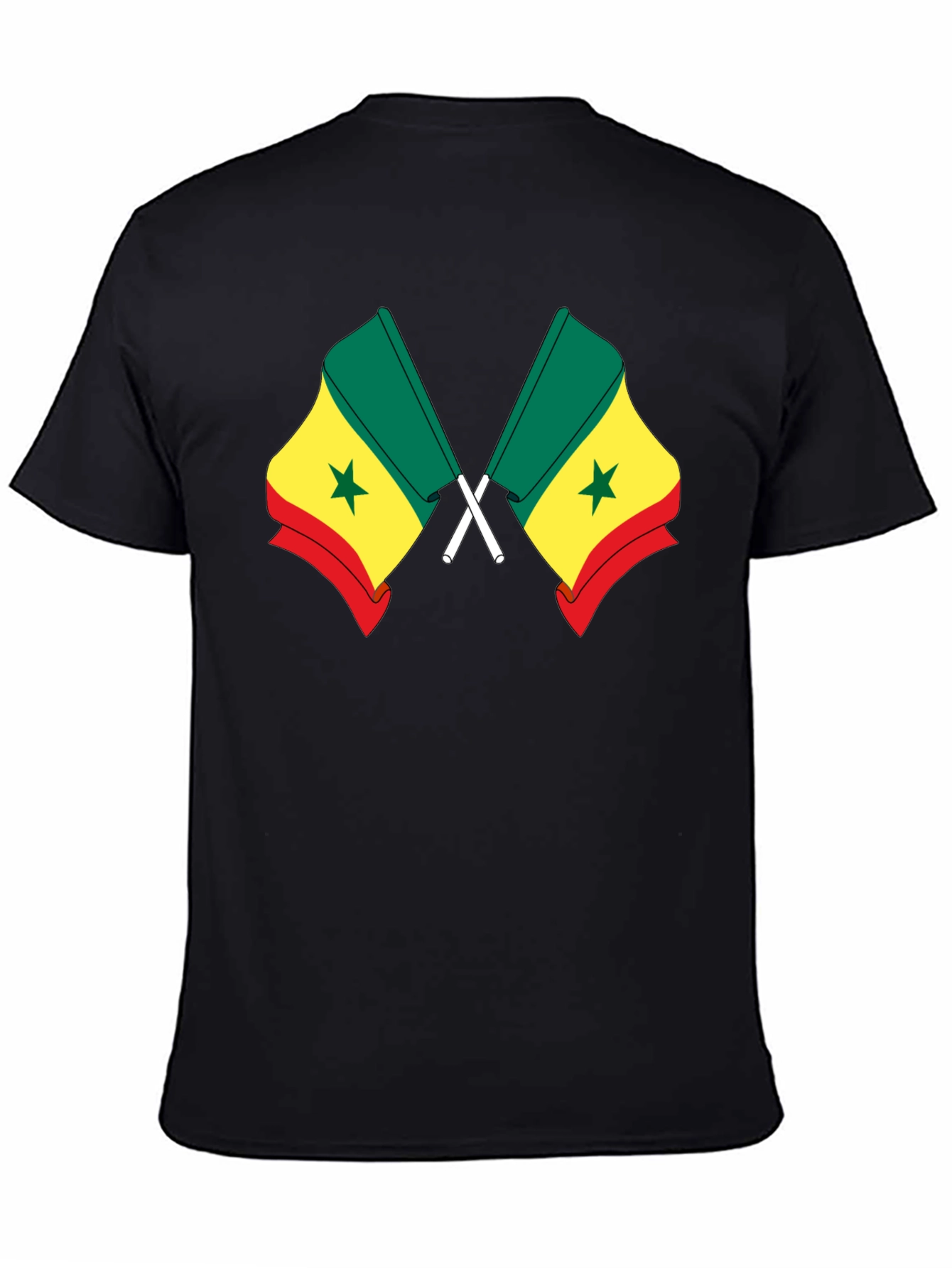 Senegal Flag T-Shirt - Black Cotton Tee