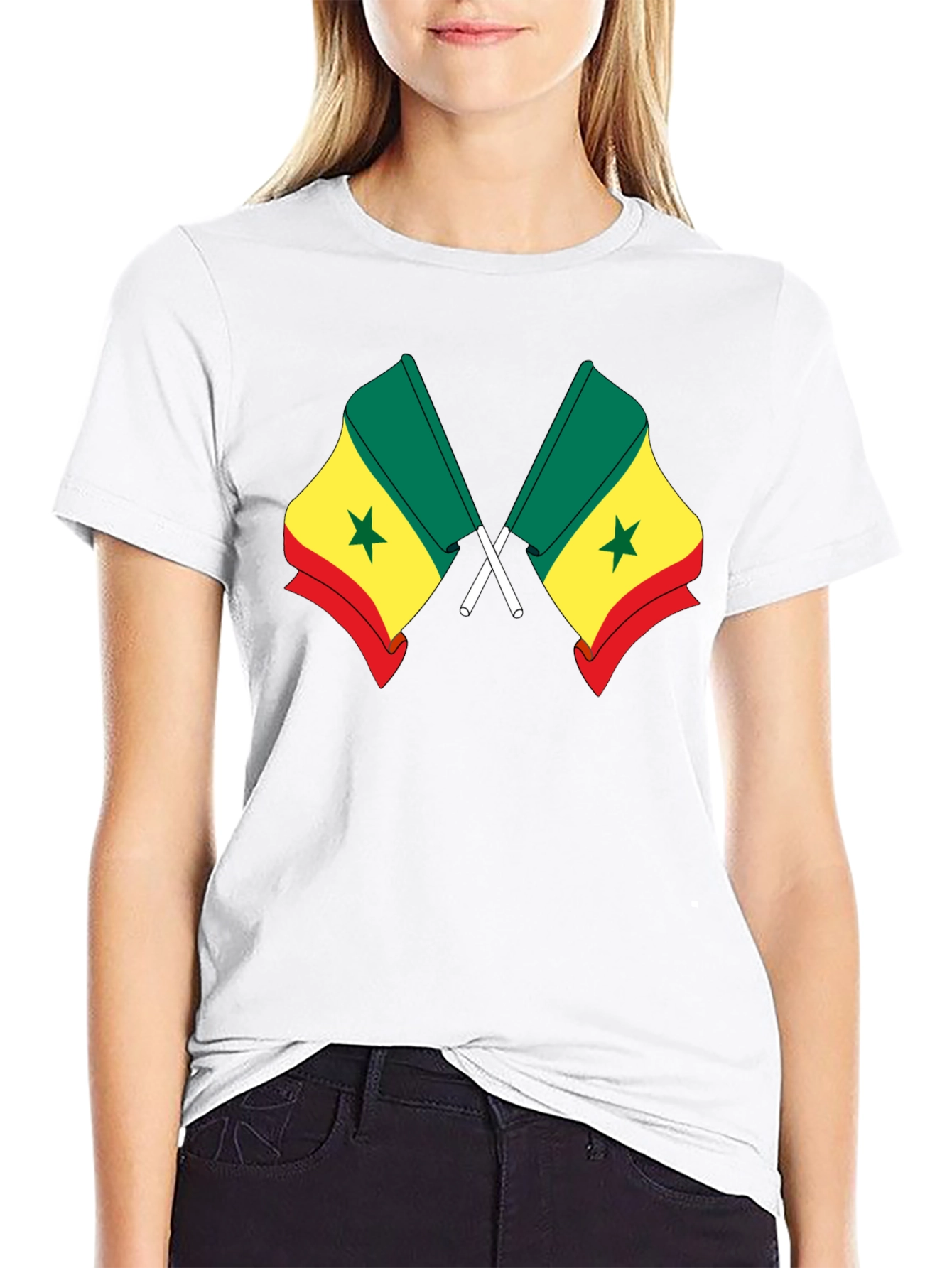 Senegal Flag T-Shirt - Black Cotton Tee