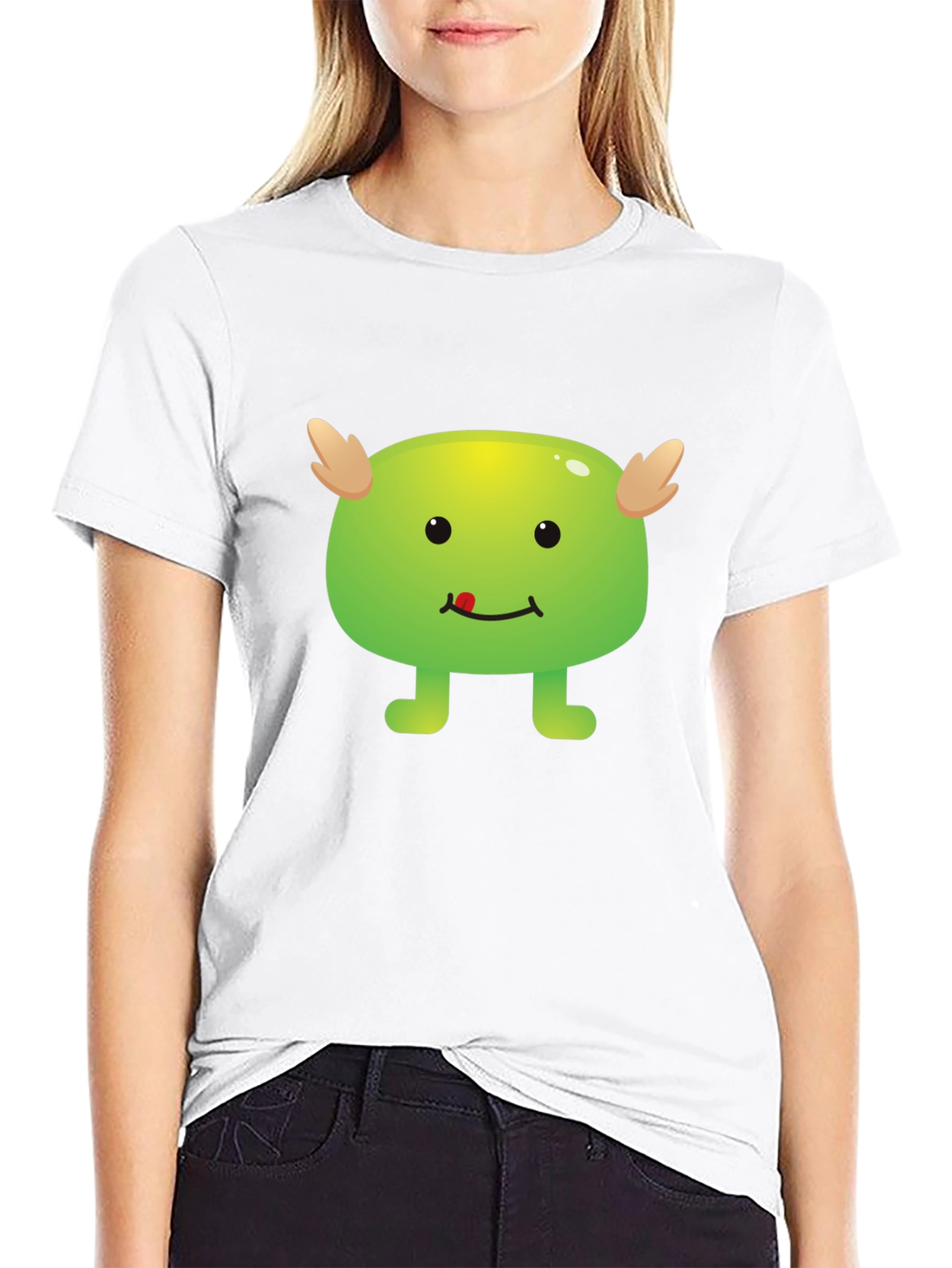 Cute Monster Graphic Black T-Shirt
