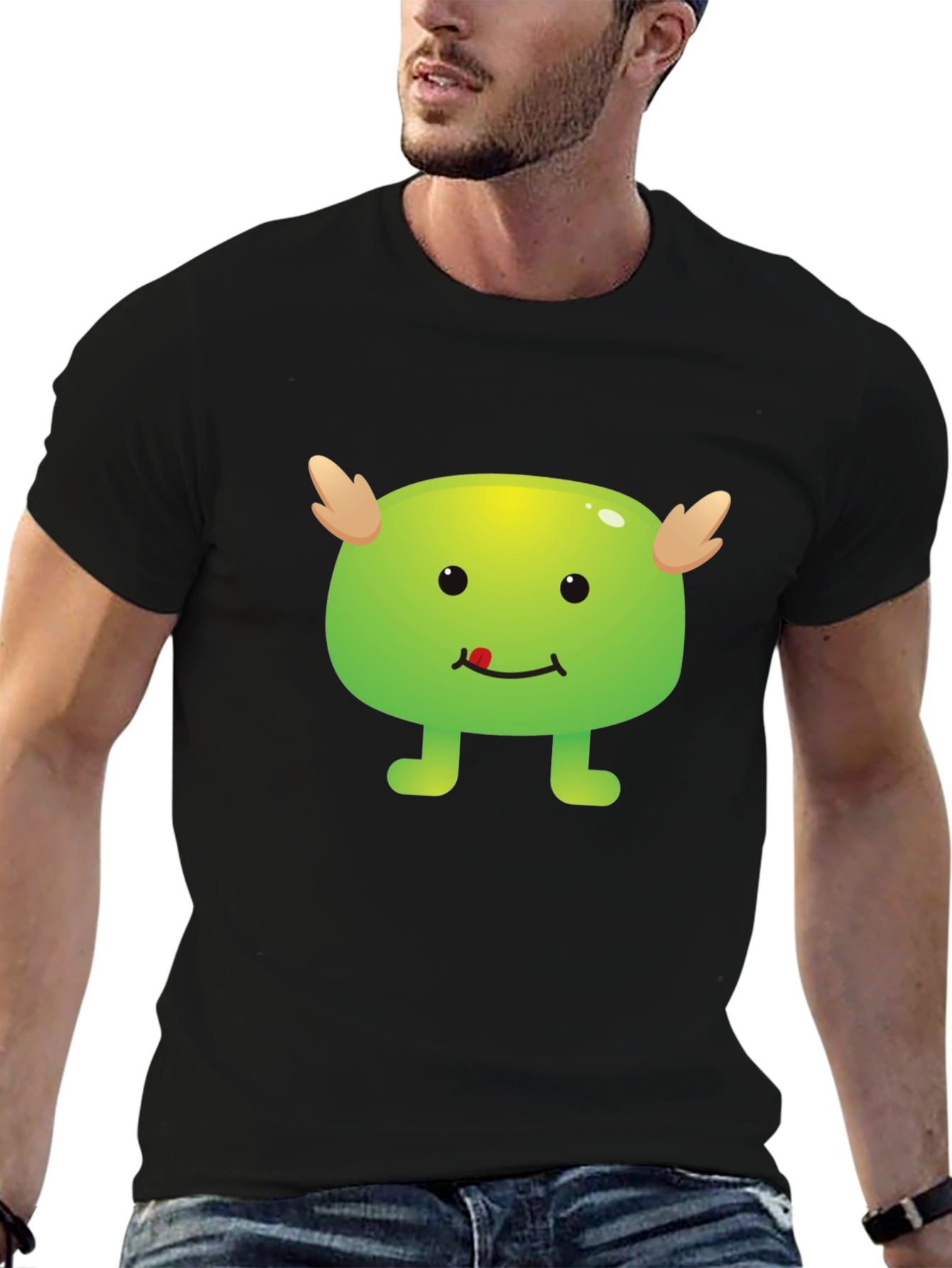 Cute Monster Graphic Black T-Shirt