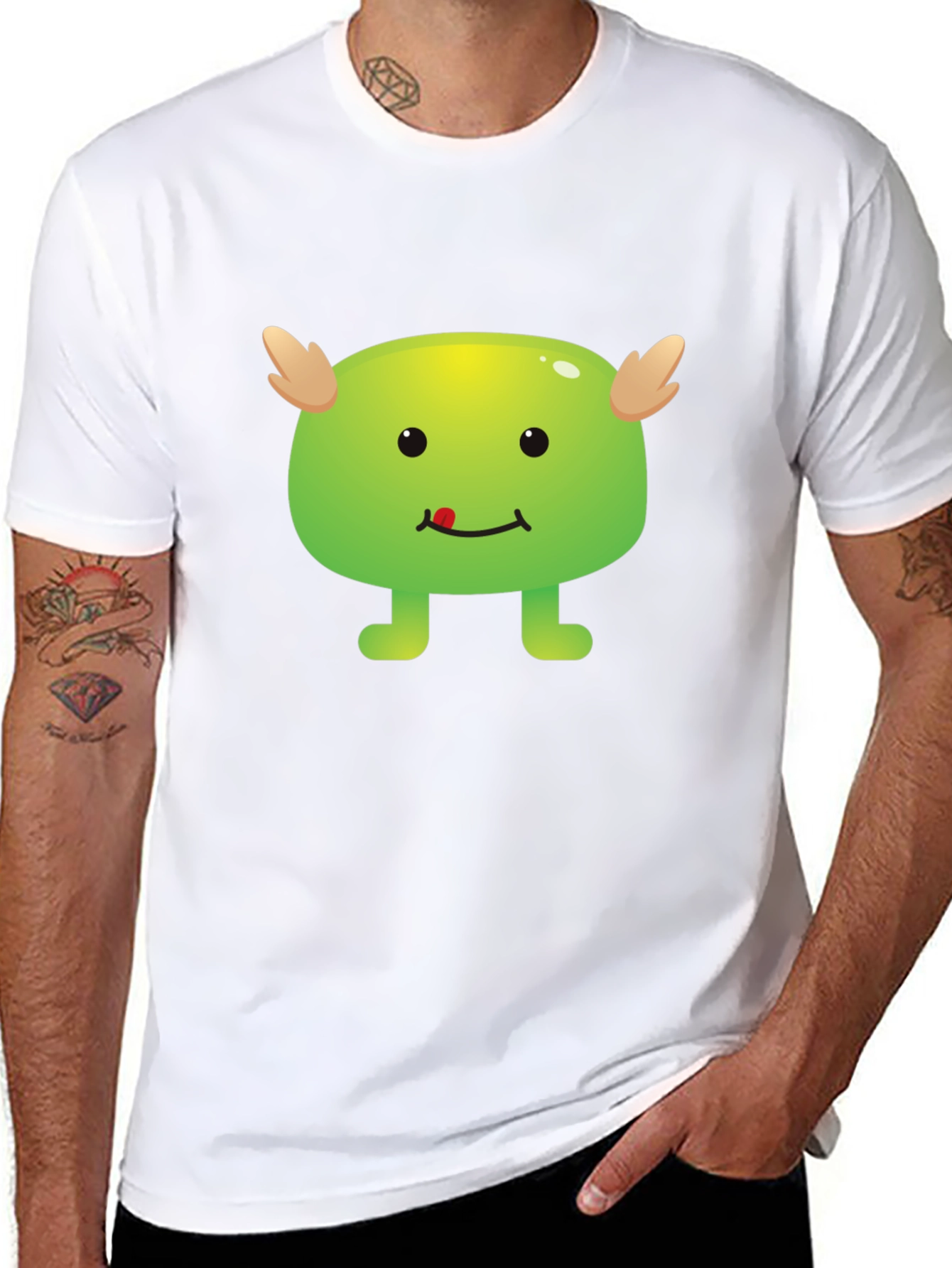 Cute Monster Graphic Black T-Shirt