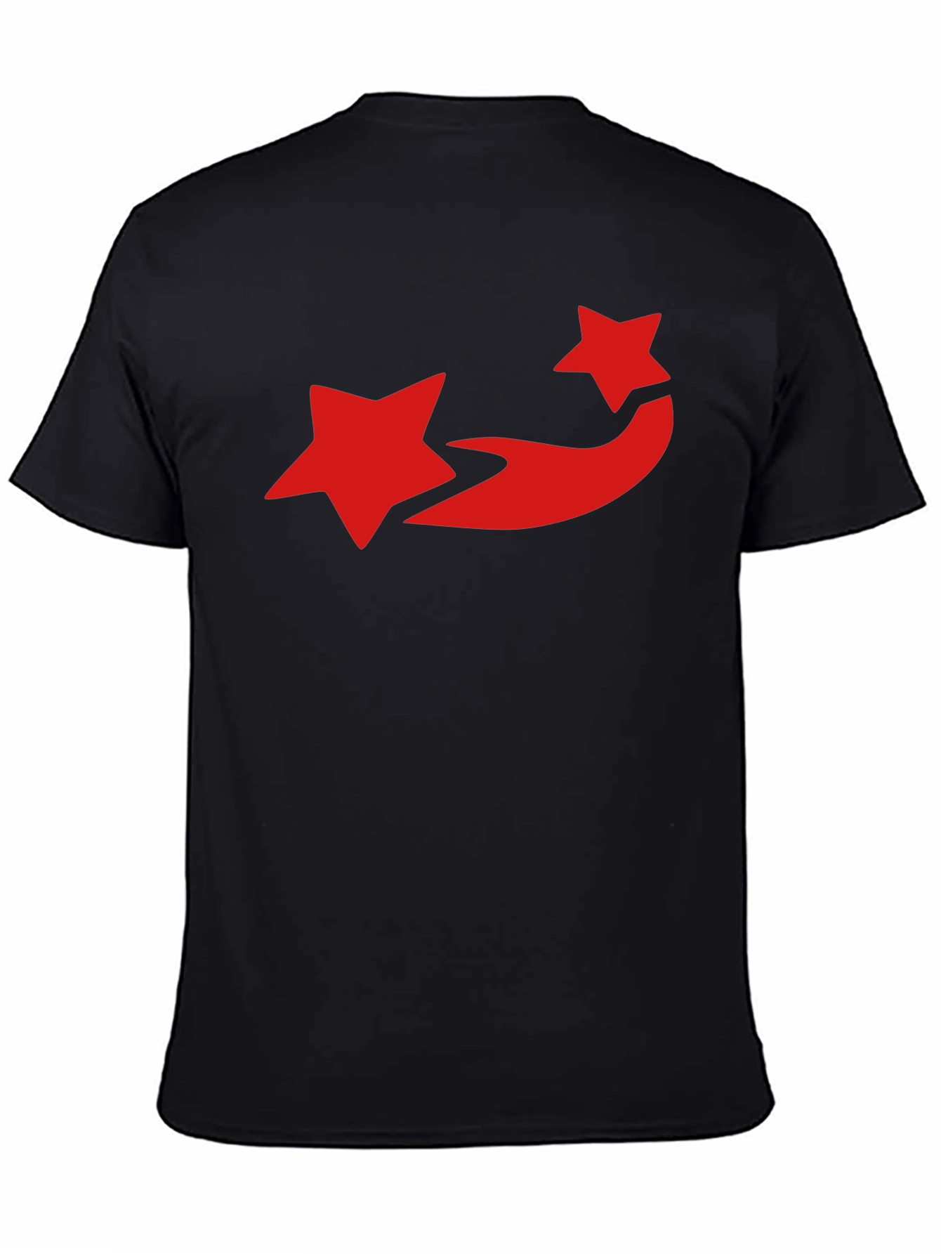 Black T-Shirt with Red Star Trail Design