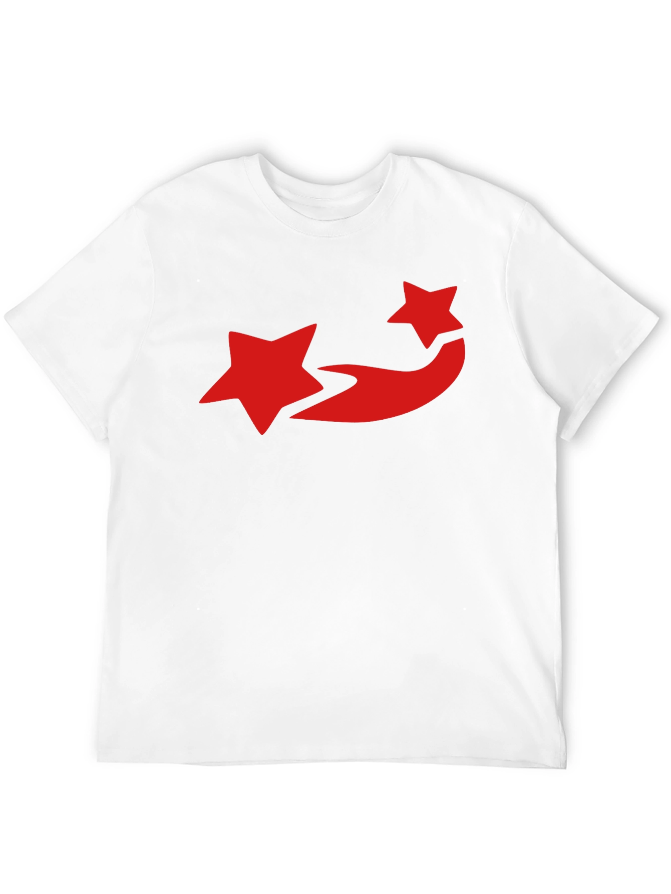 Black T-Shirt with Red Star Trail Design