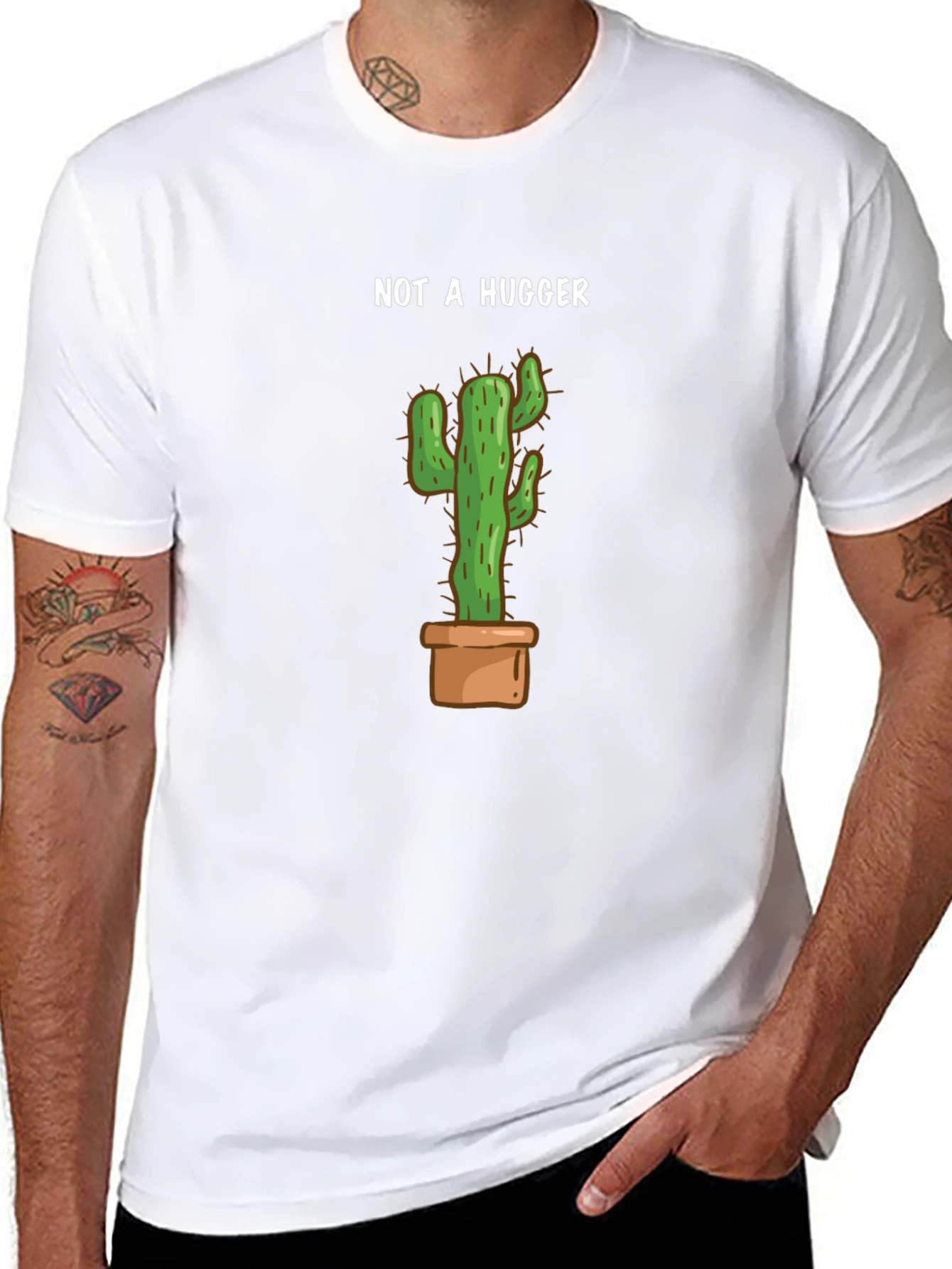 Not A Hugger Cactus Graphic T-Shirt