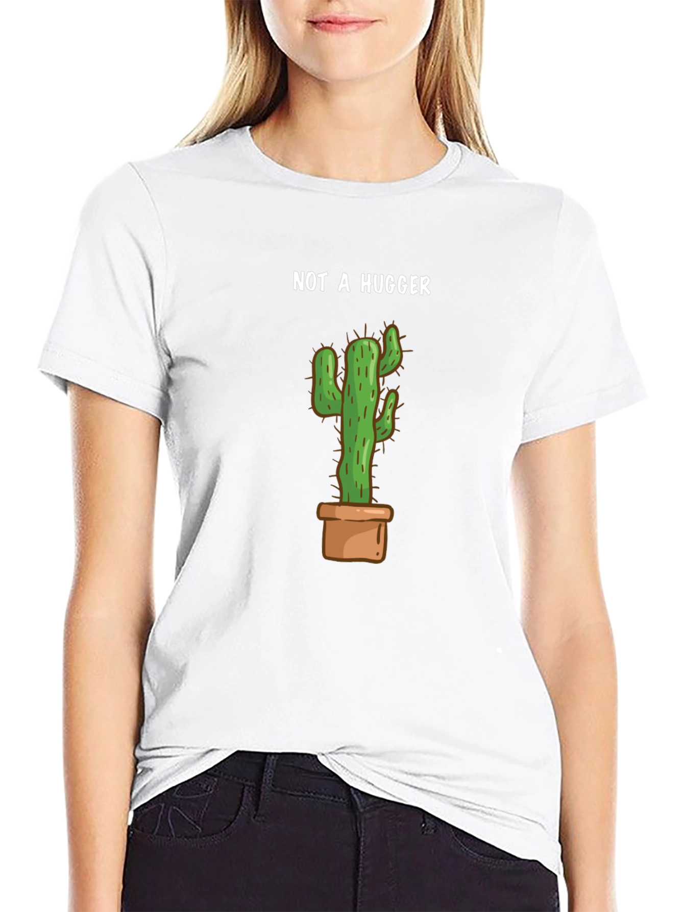 Not A Hugger Cactus Graphic T-Shirt