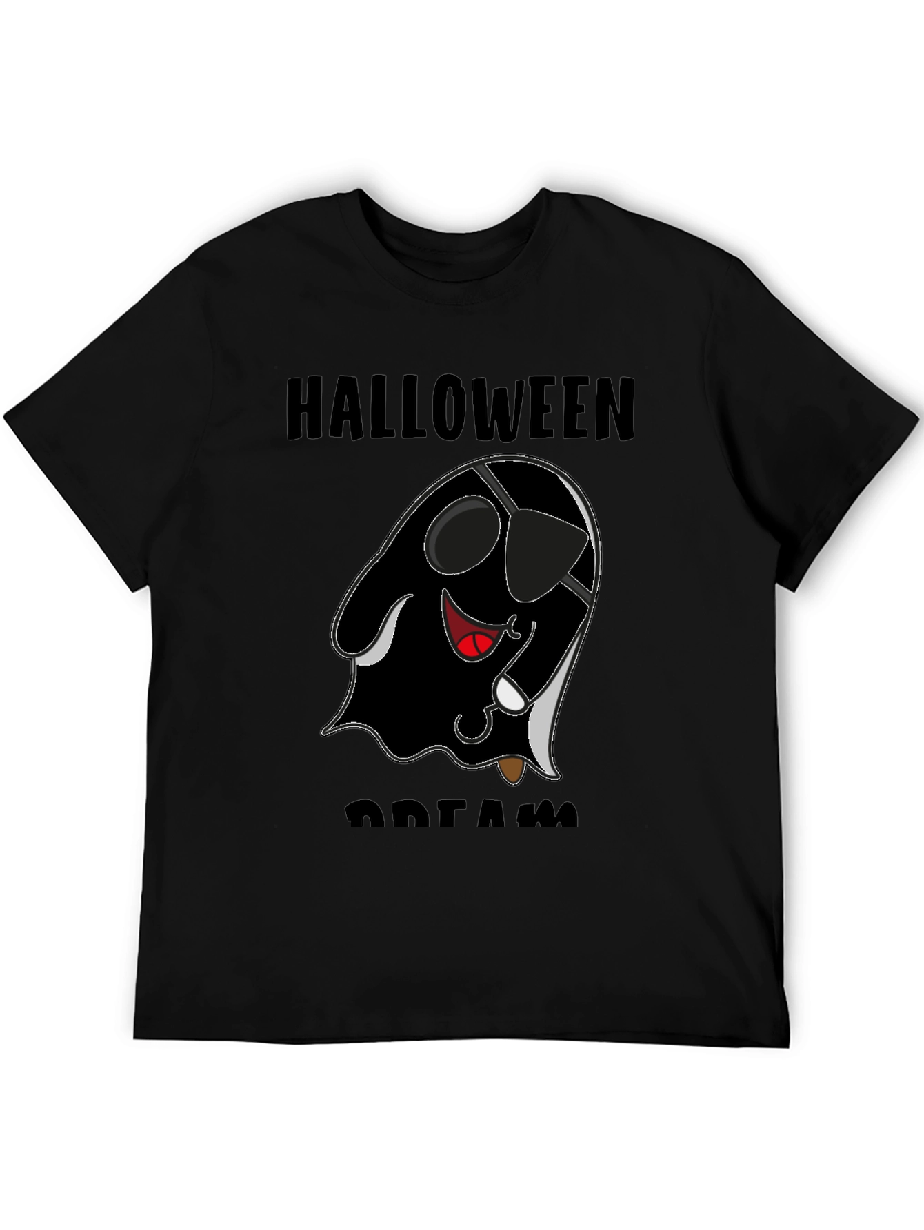 Halloween Pirate Ghost Graphic T-Shirt - Black