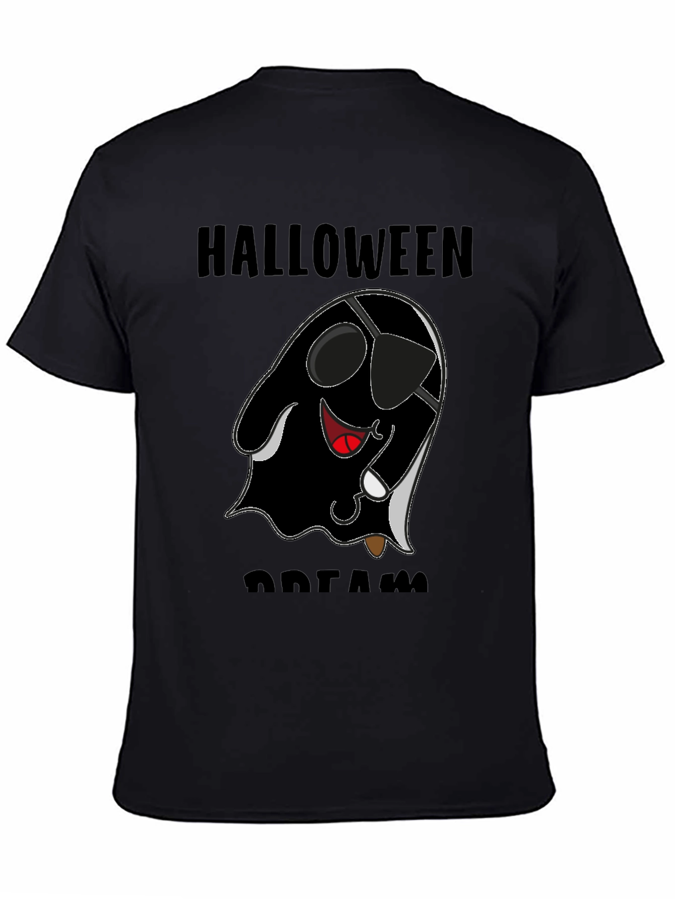 Halloween Pirate Ghost Graphic T-Shirt - Black
