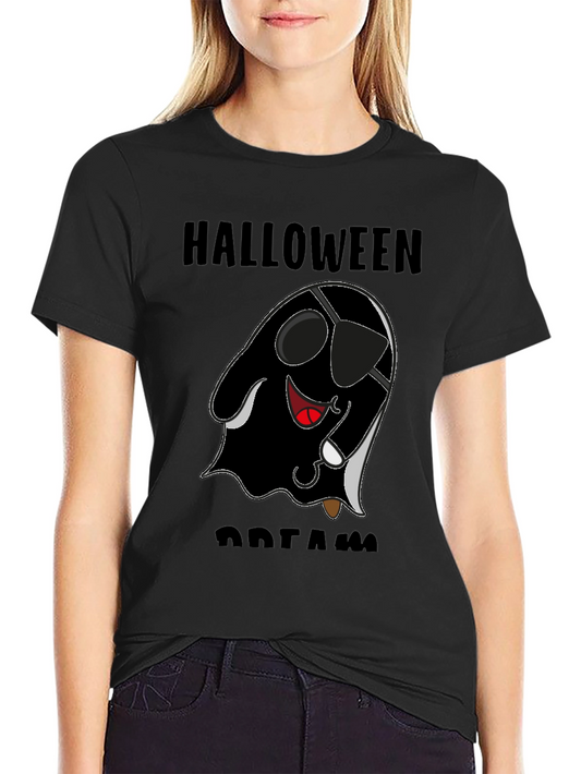 Halloween Pirate Ghost Graphic T-Shirt - Black