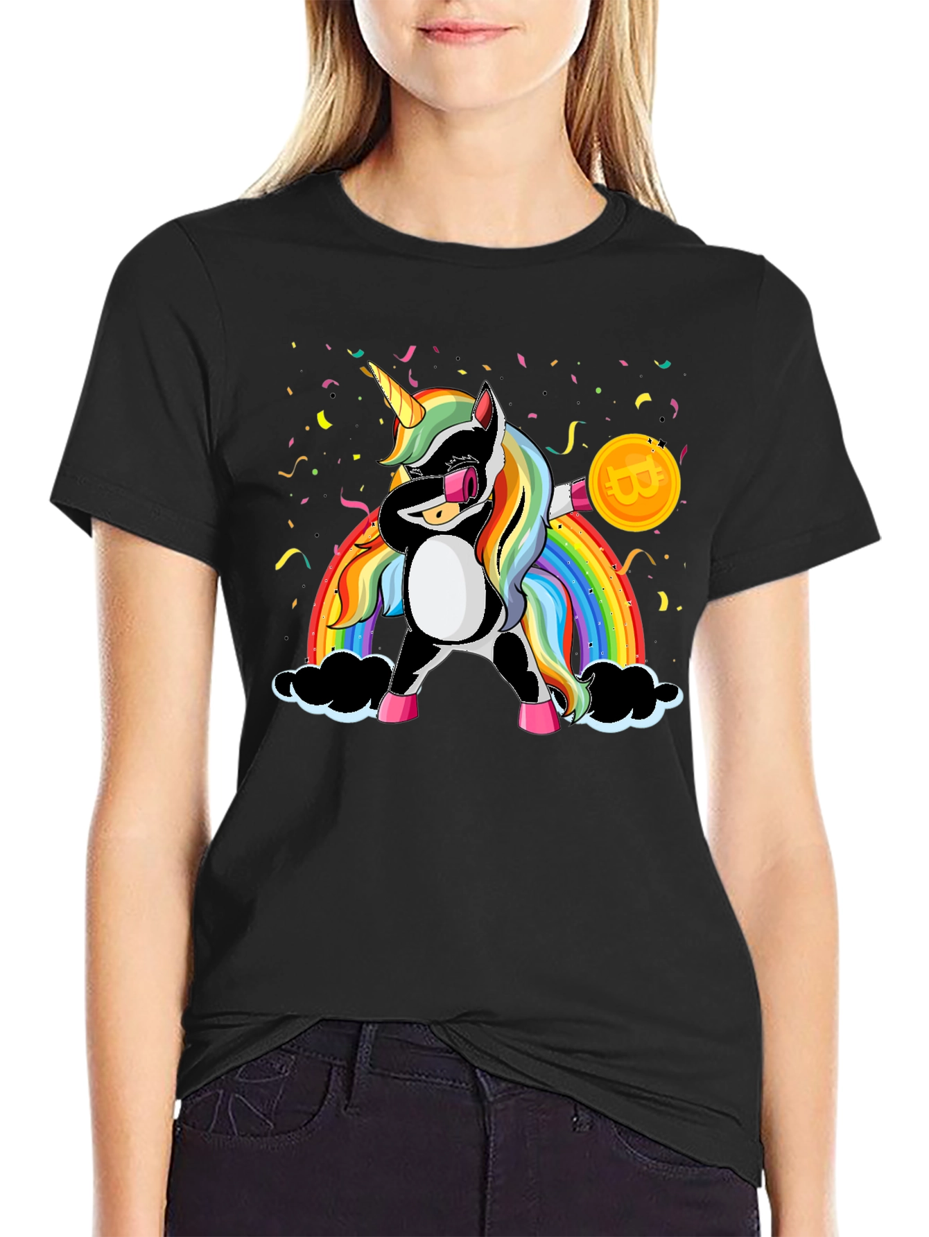 Bitcoin Unicorn Dabbing Graphic Tee