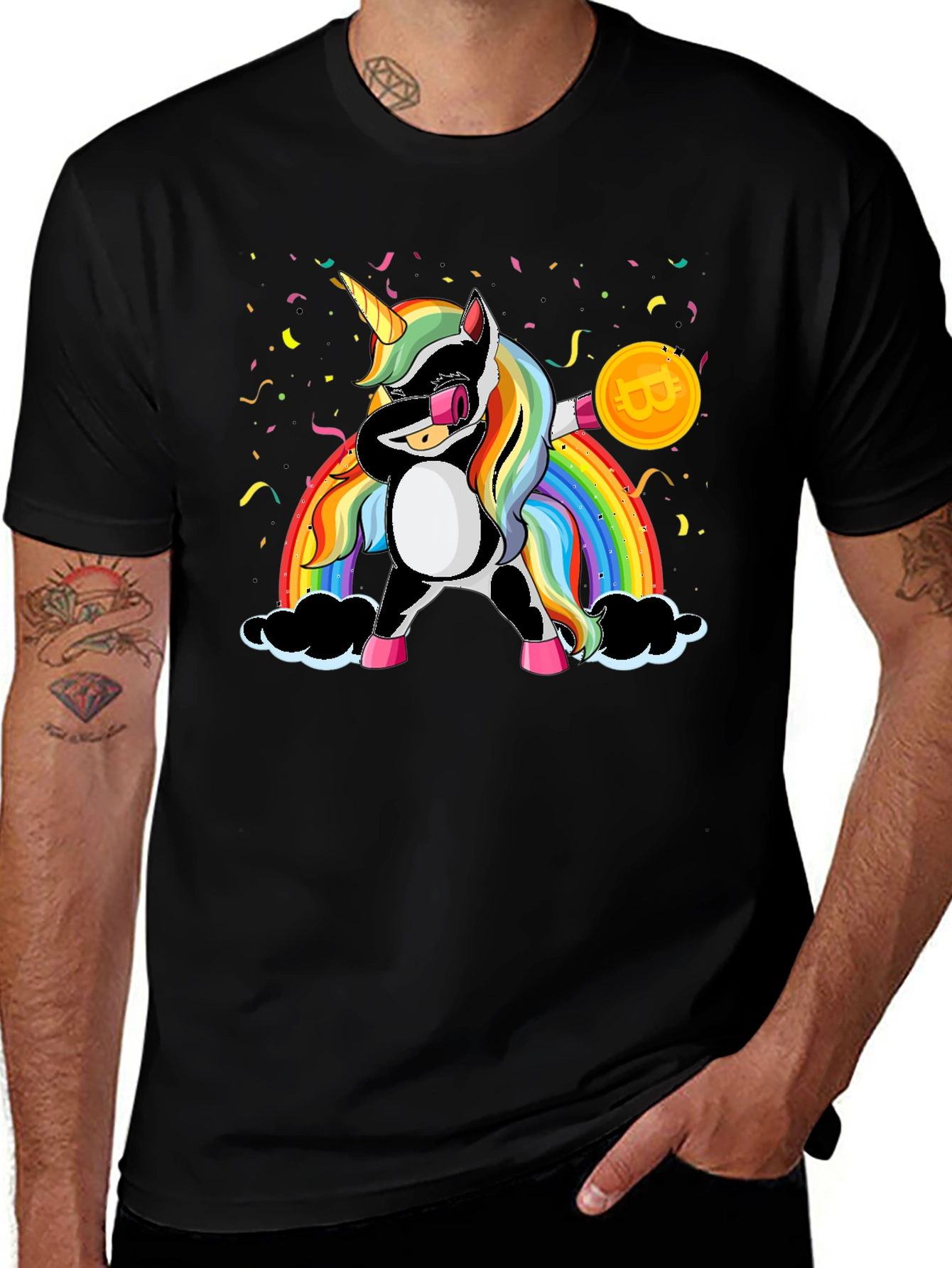 Bitcoin Unicorn Dabbing Graphic Tee