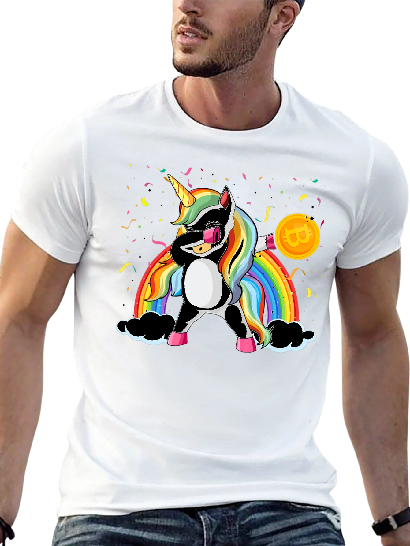 Bitcoin Unicorn Dabbing Graphic Tee