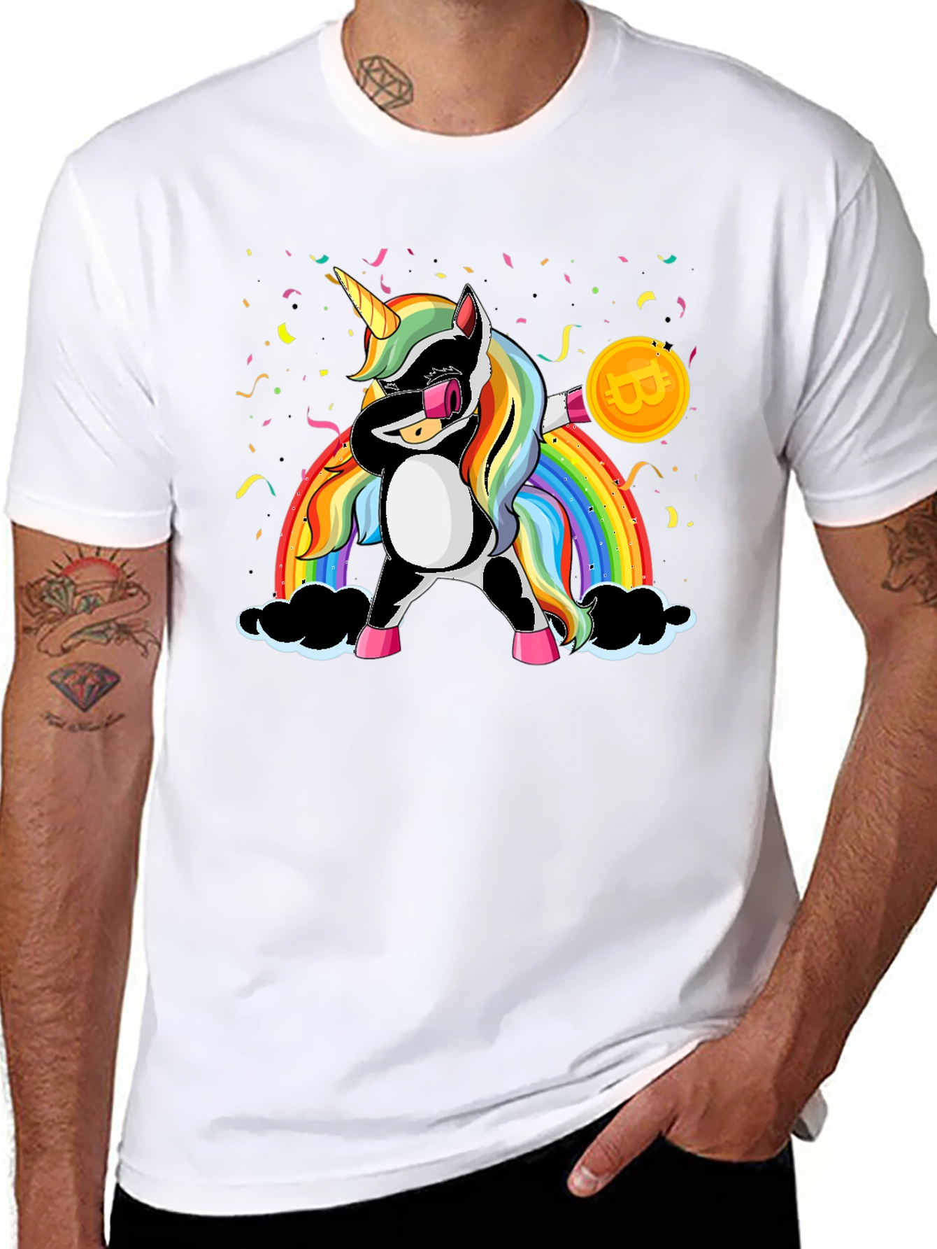 Bitcoin Unicorn Dabbing Graphic Tee