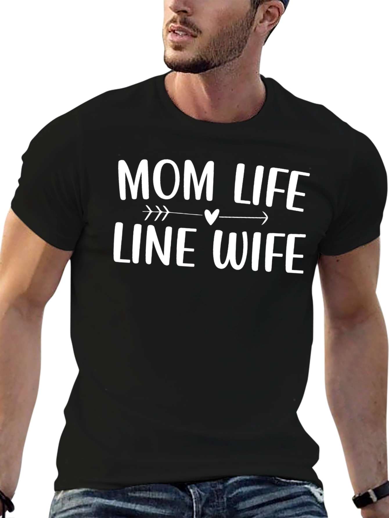 Mom Life Line Wife Graphic Tee - Black