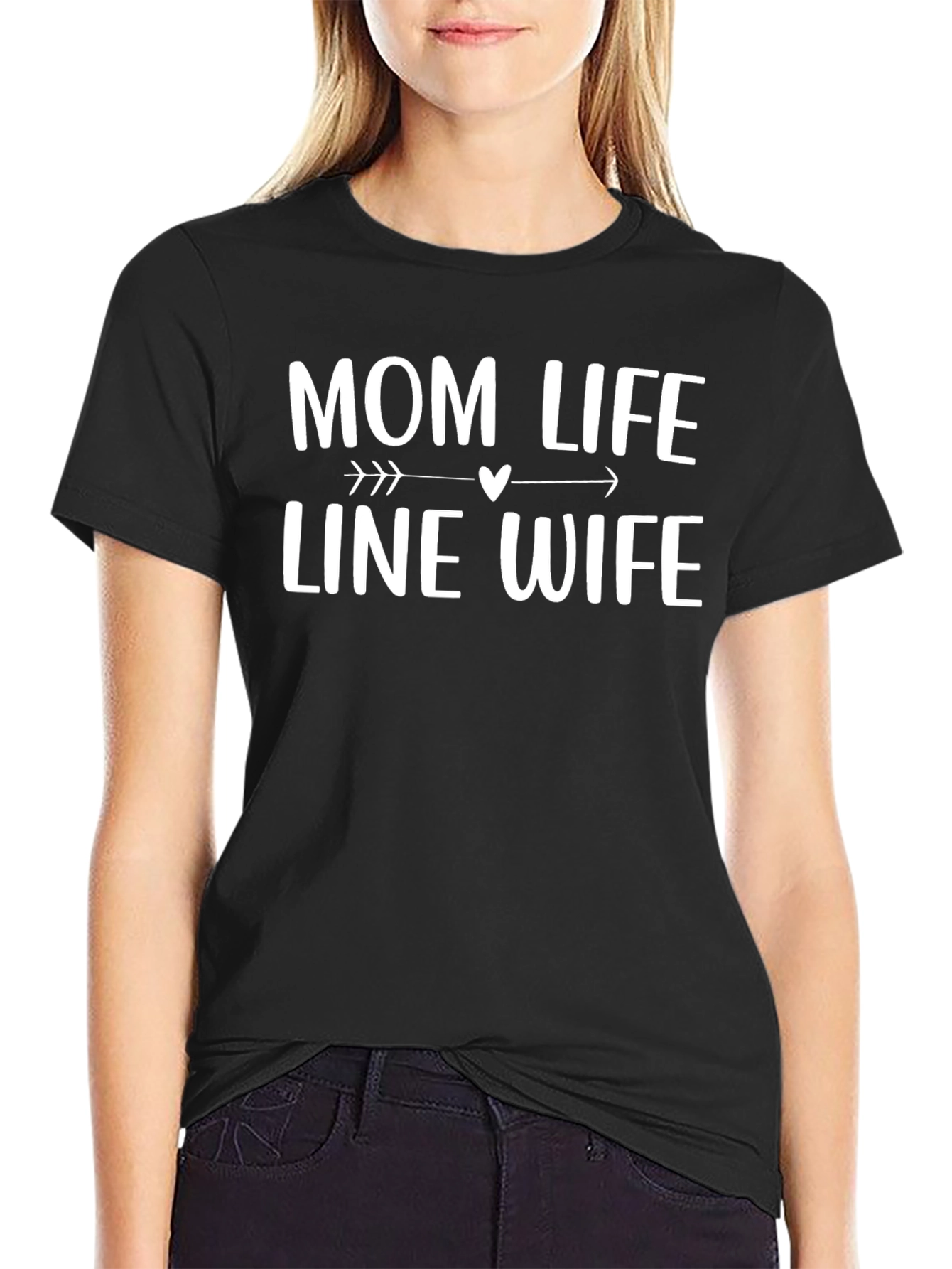 Mom Life Line Wife Graphic Tee - Black