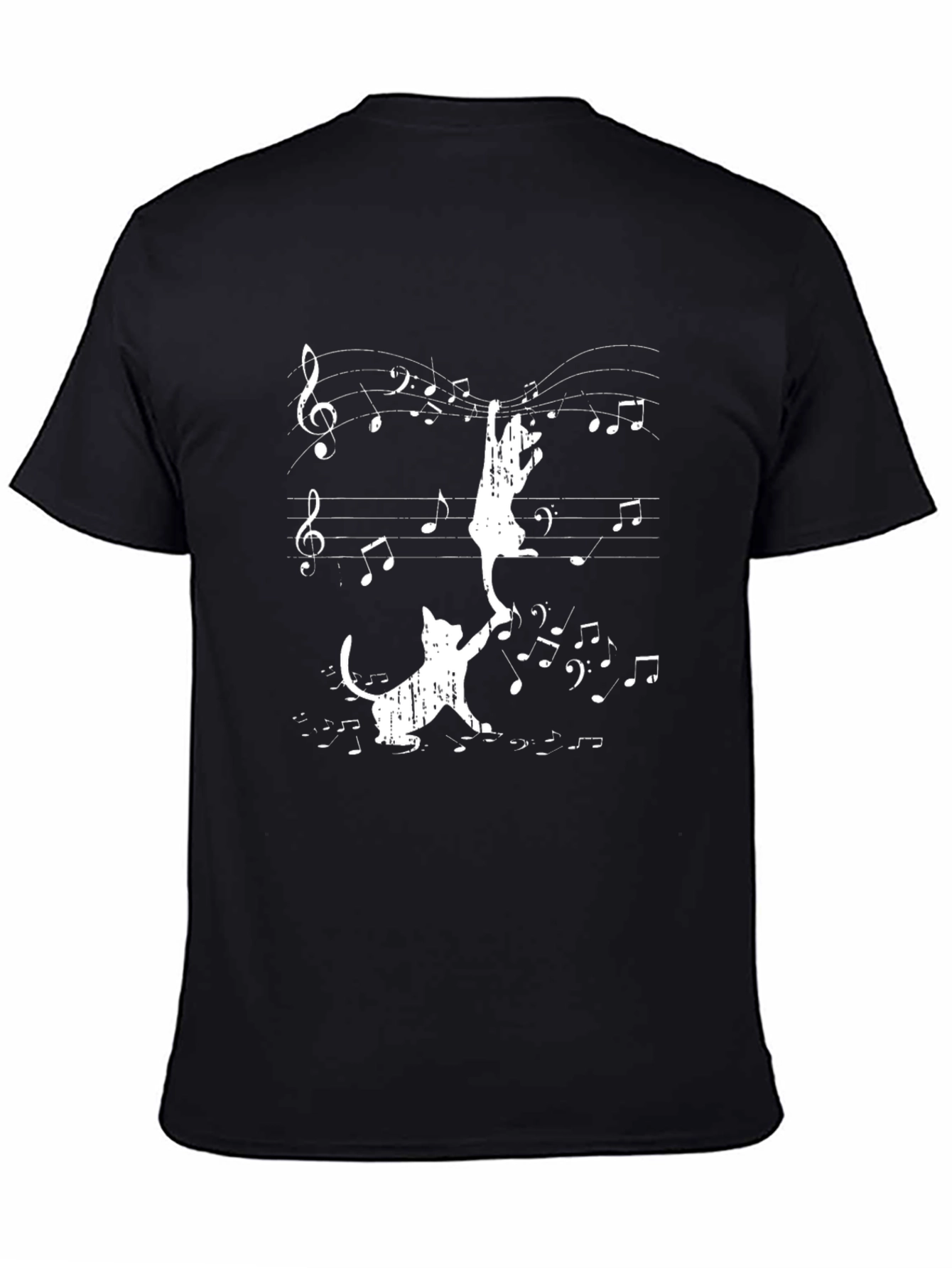 Musical Cats T-Shirt: Piano Notes & Cute Kitties