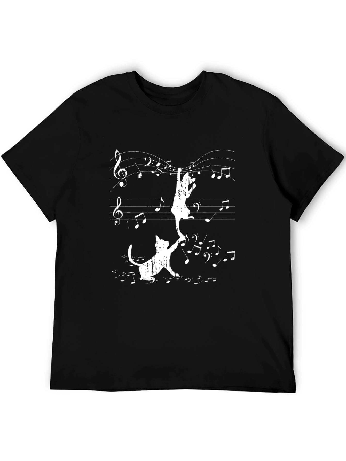 Musical Cats T-Shirt: Piano Notes & Cute Kitties