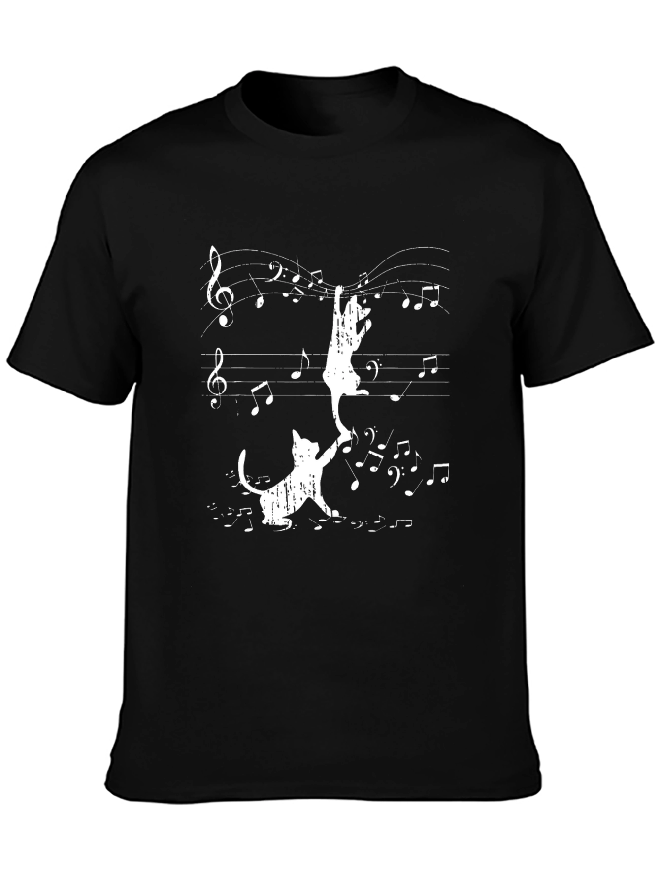 Musical Cats T-Shirt: Piano Notes & Cute Kitties