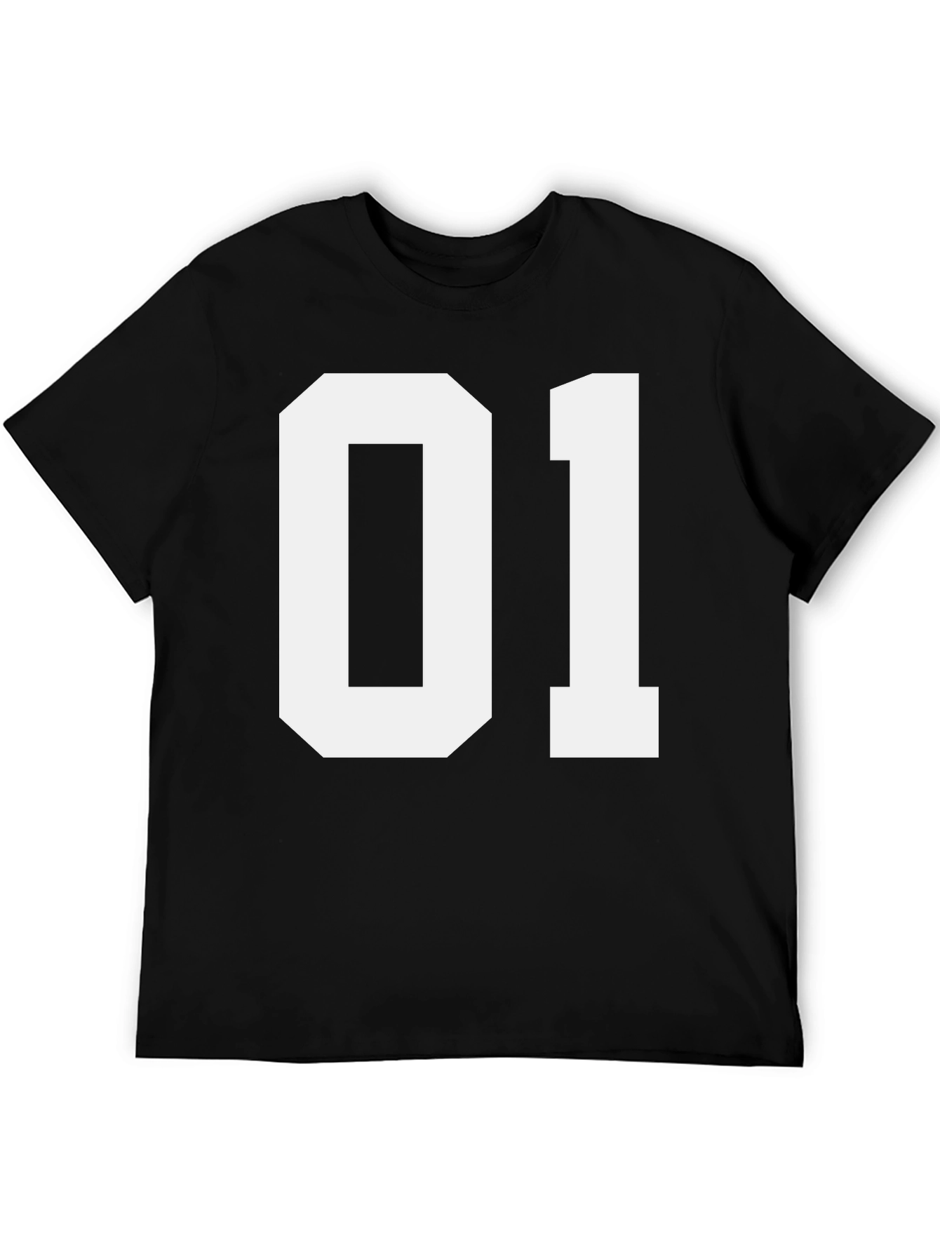 Black T-Shirt with White 01 Number Design