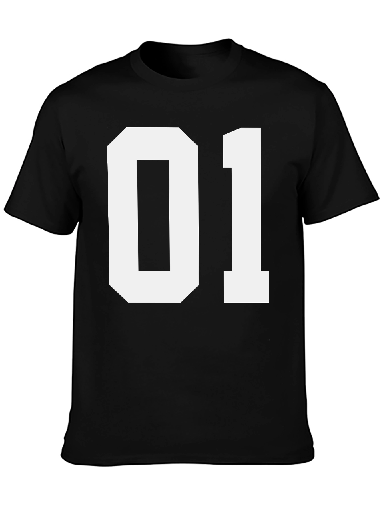 Black T-Shirt with White 01 Number Design