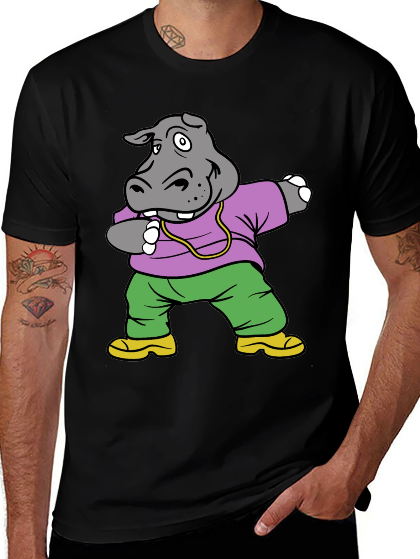 Dabbing Hippo Graphic Tee - Fun & Stylish
