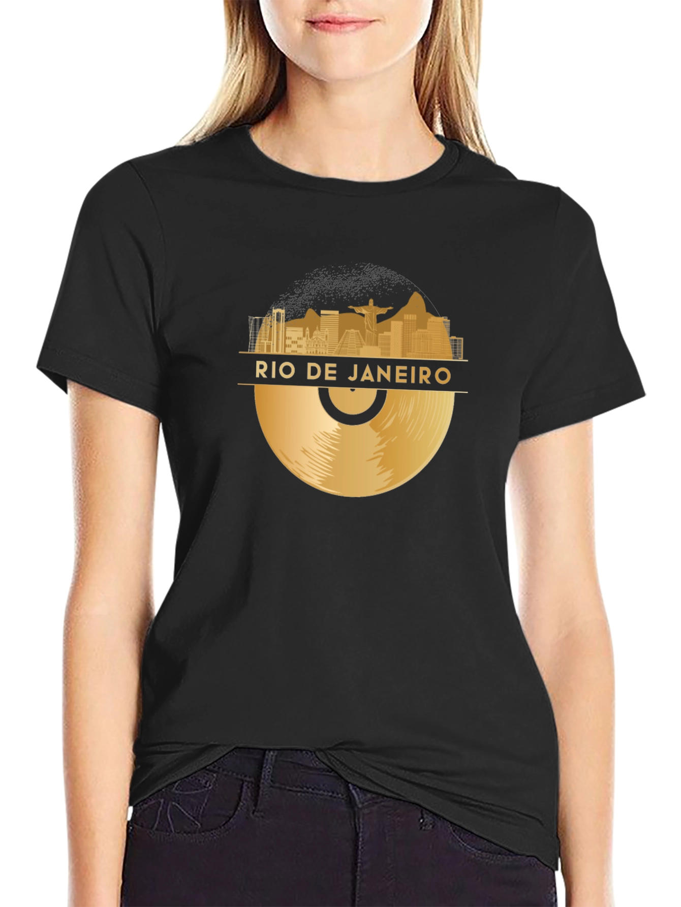Rio de Janeiro Vinyl Graphic T-Shirt - Black