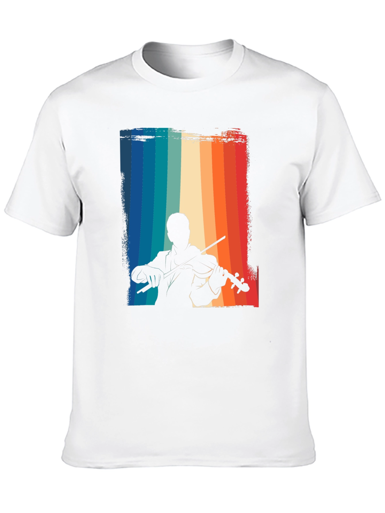 Retro Violinist Graphic Tee - Black Cotton T-Shirt