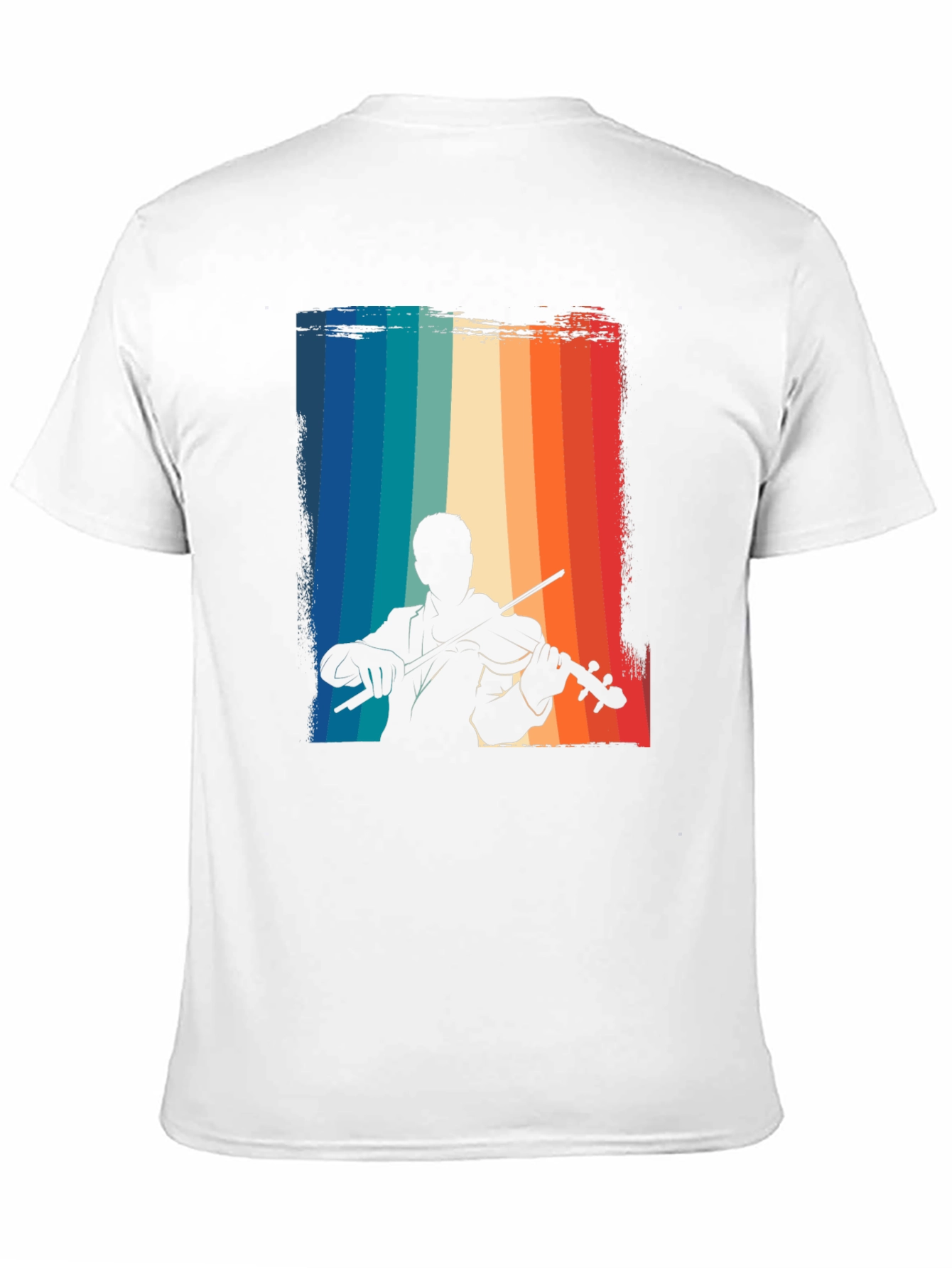 Retro Violinist Graphic Tee - Black Cotton T-Shirt