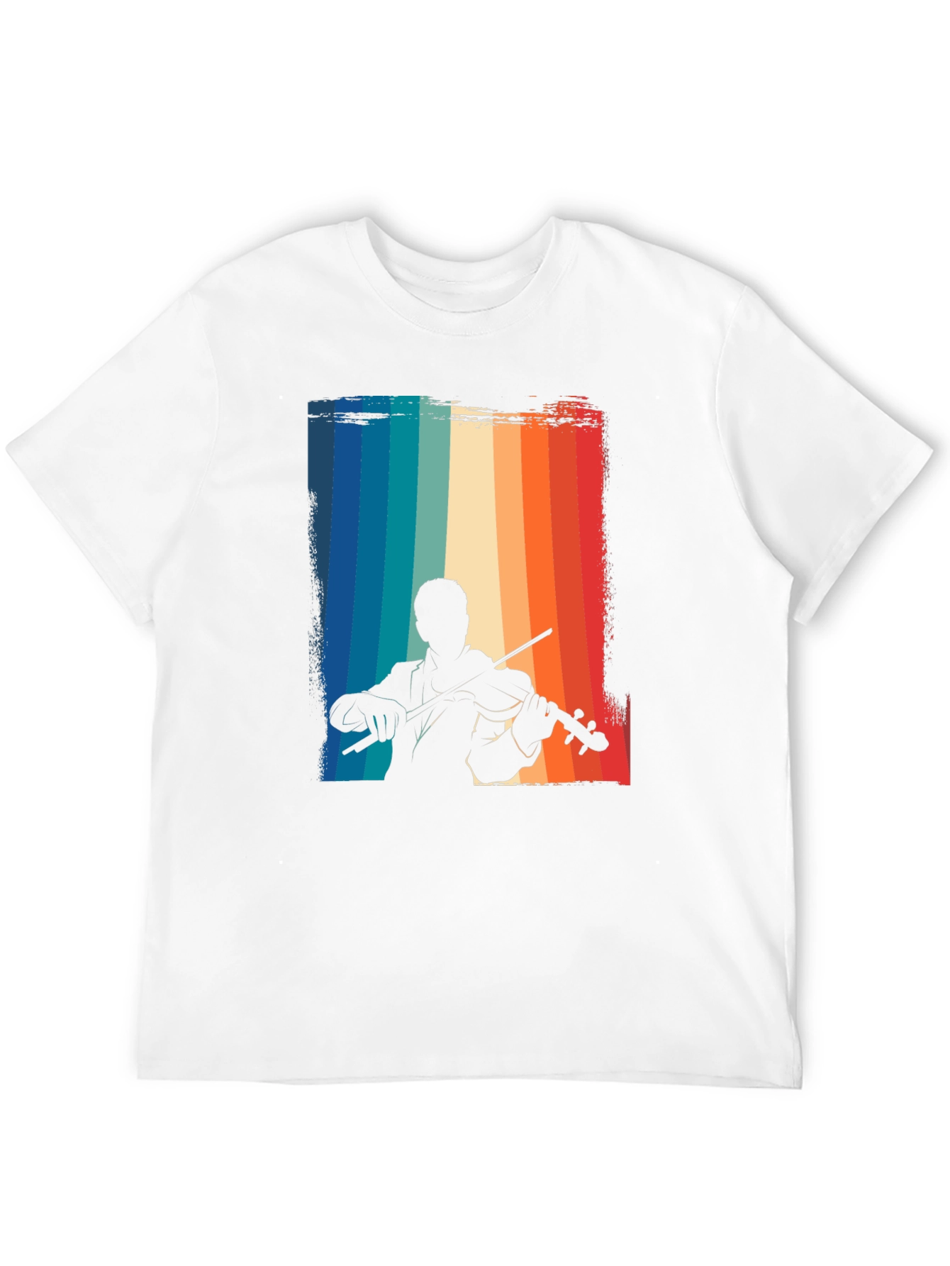 Retro Violinist Graphic Tee - Black Cotton T-Shirt