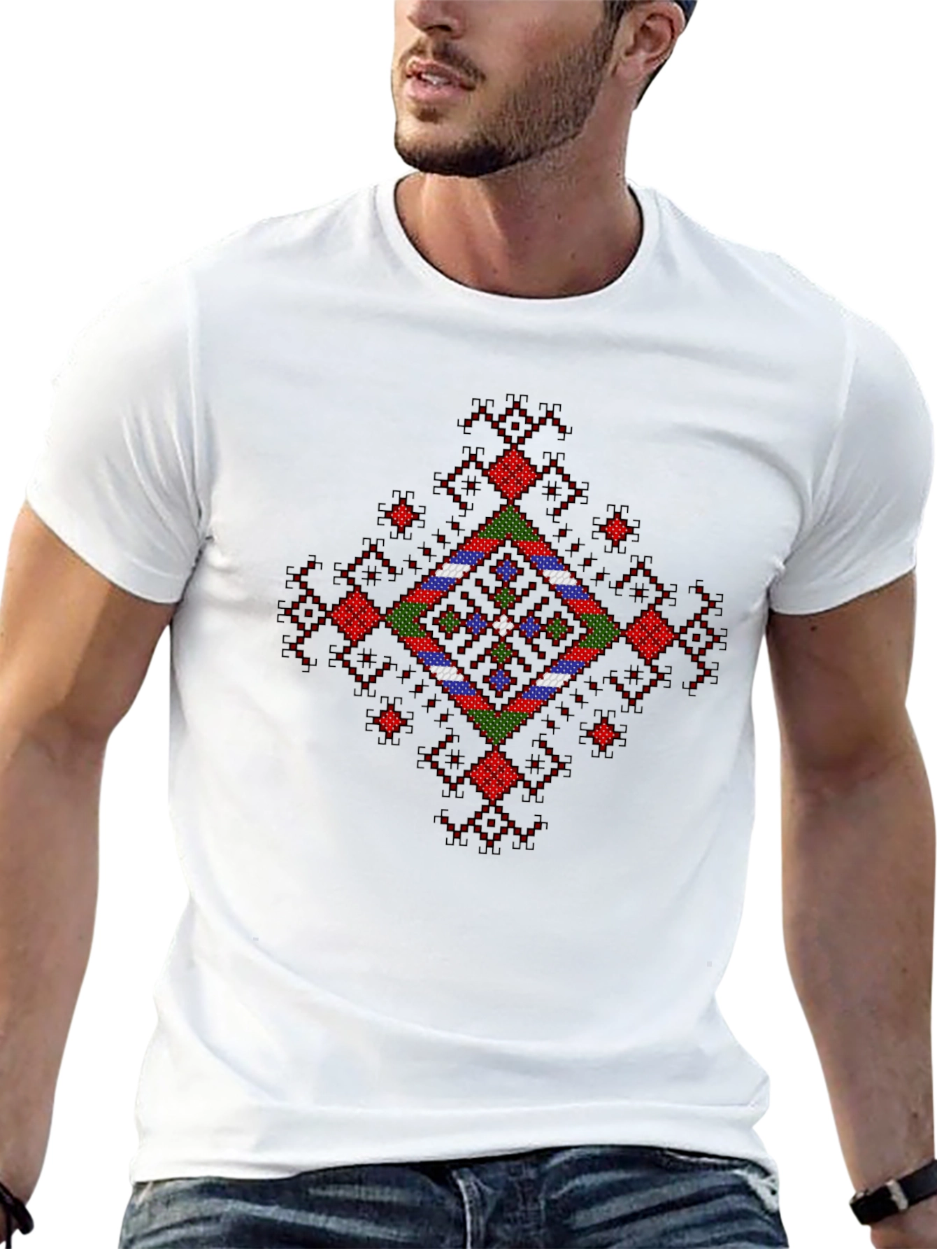 Geometric Patterned Black T-Shirt
