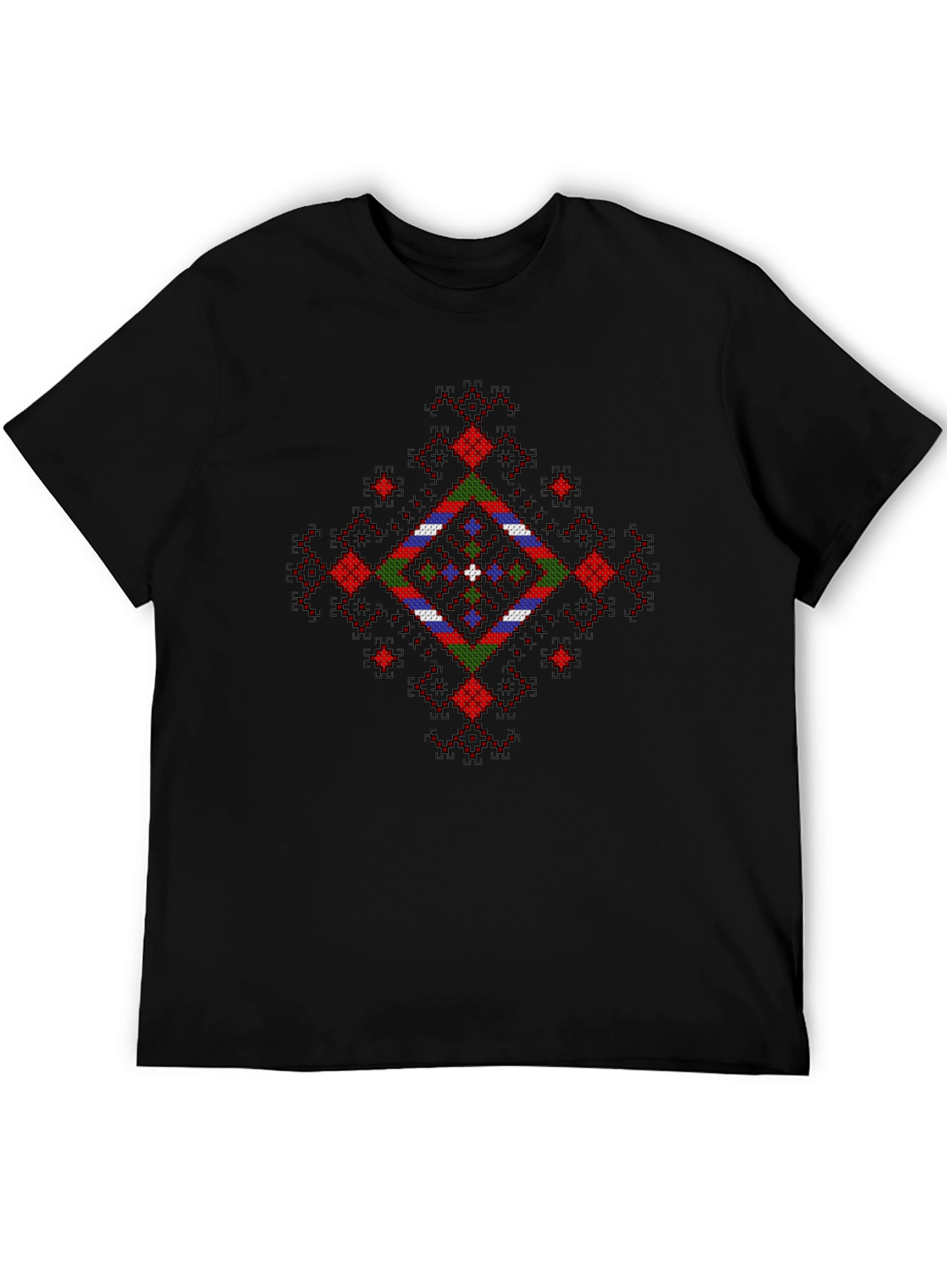 Geometric Patterned Black T-Shirt