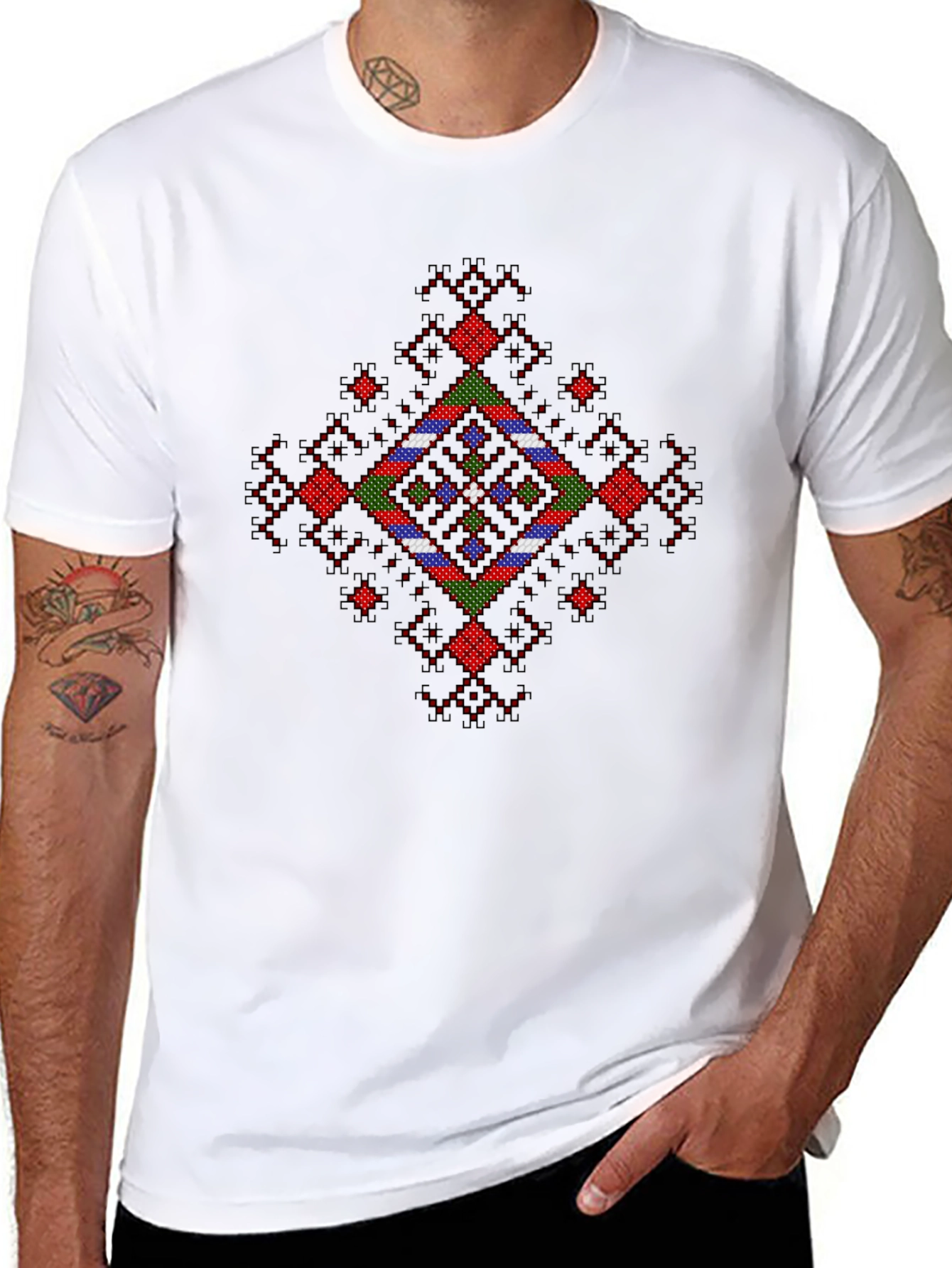 Geometric Patterned Black T-Shirt