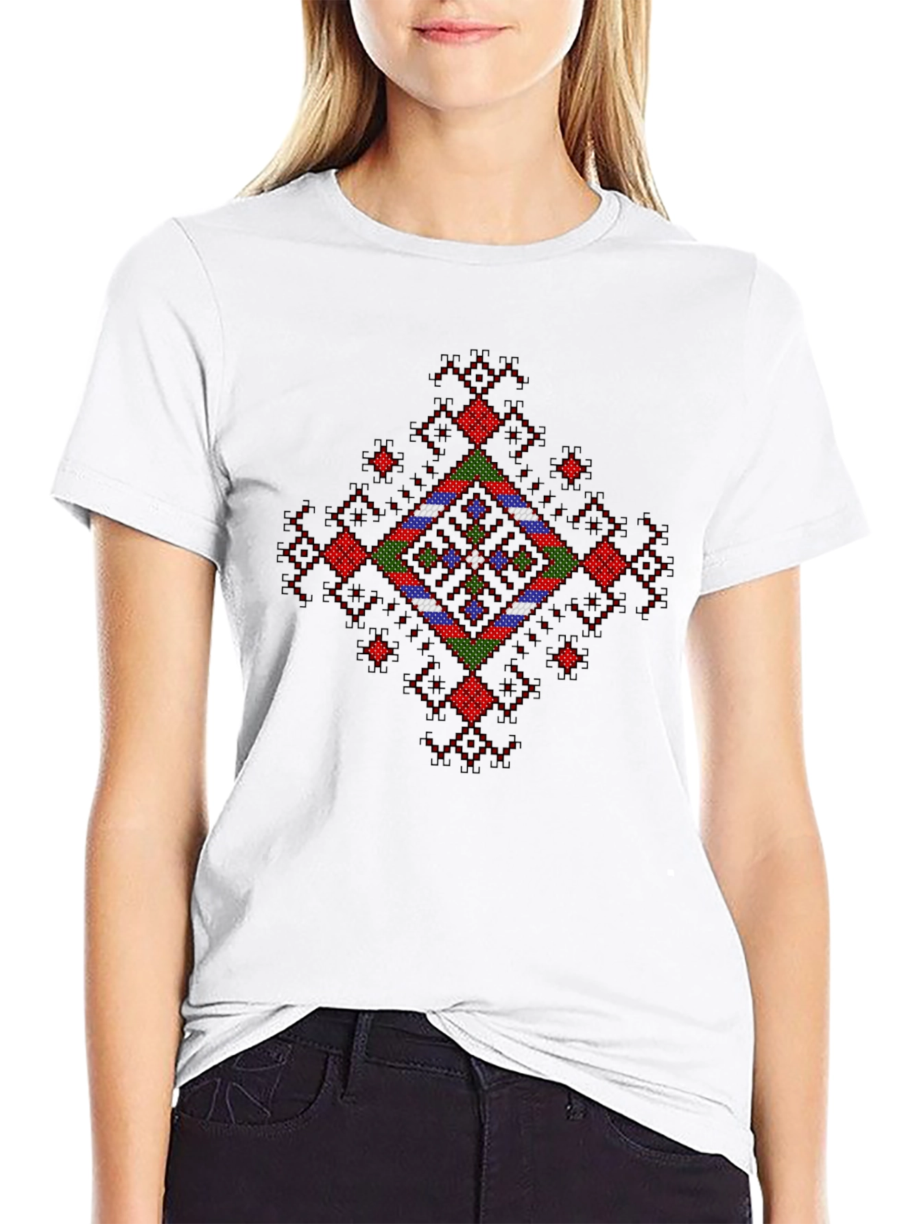 Geometric Patterned Black T-Shirt