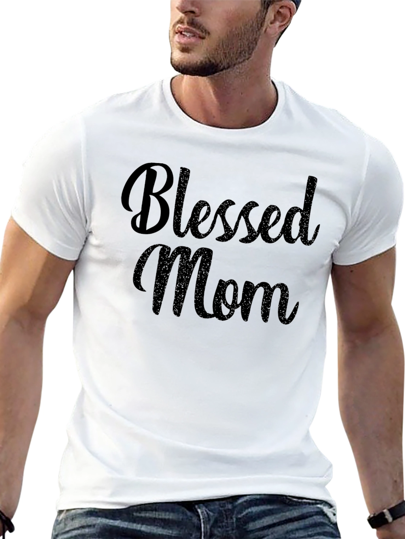Blessed Mom Black Graphic Tee Shirt