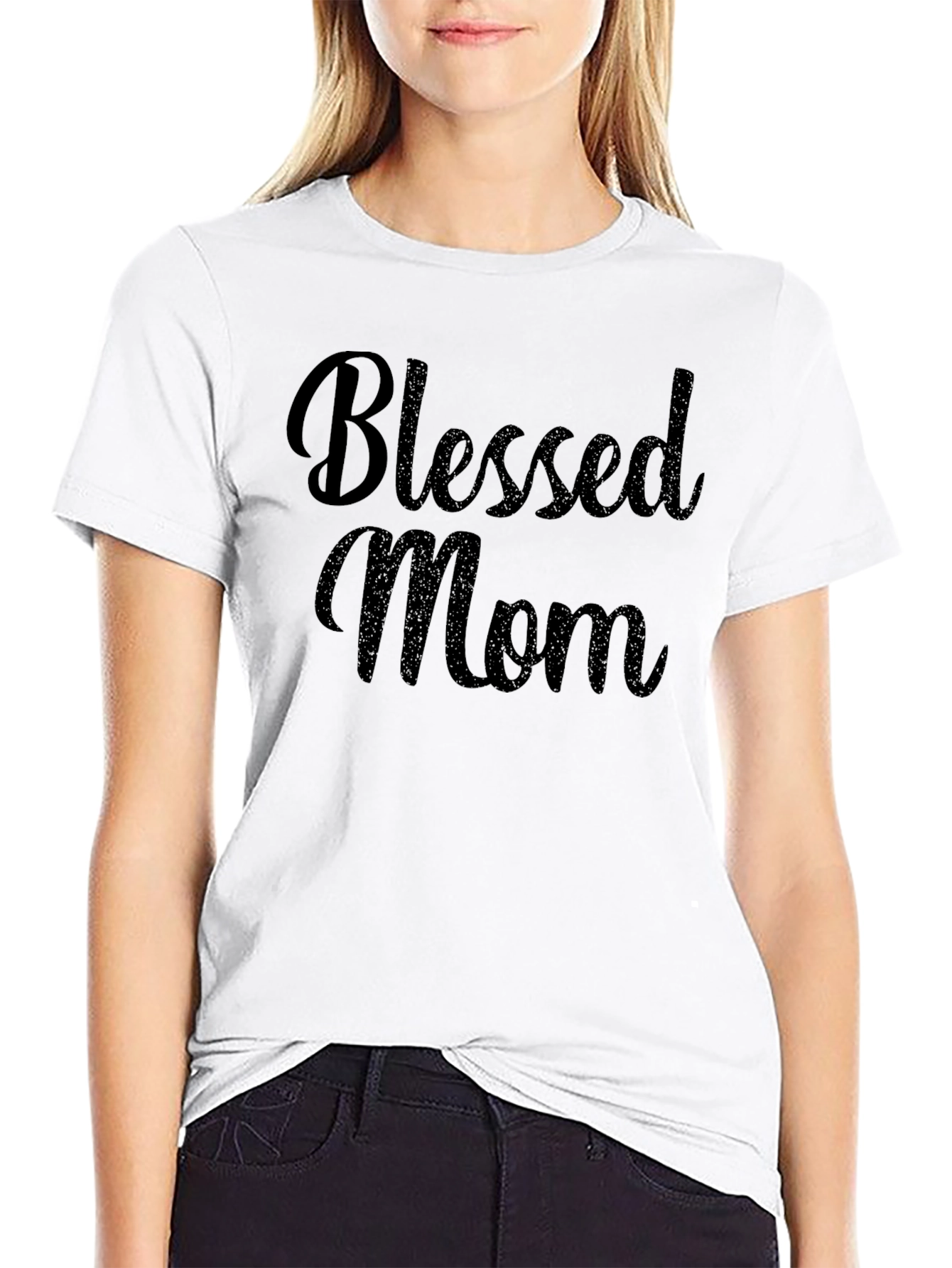Blessed Mom Black Graphic Tee Shirt