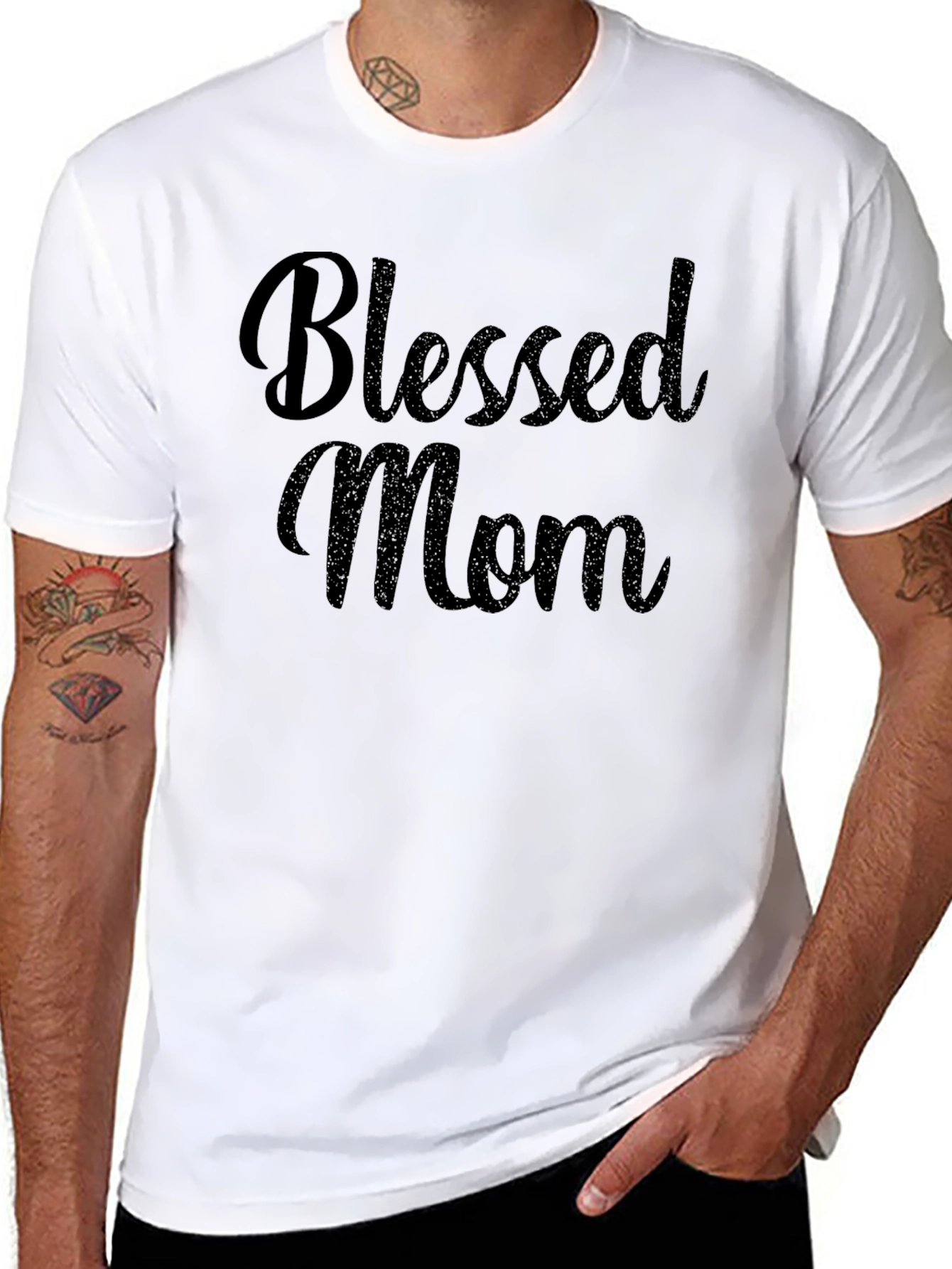 Blessed Mom Black Graphic Tee Shirt