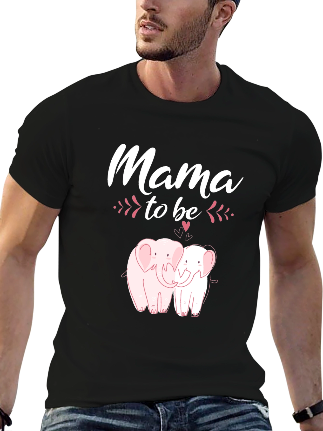 Mama To Be Elephant Graphic Tee - Black
