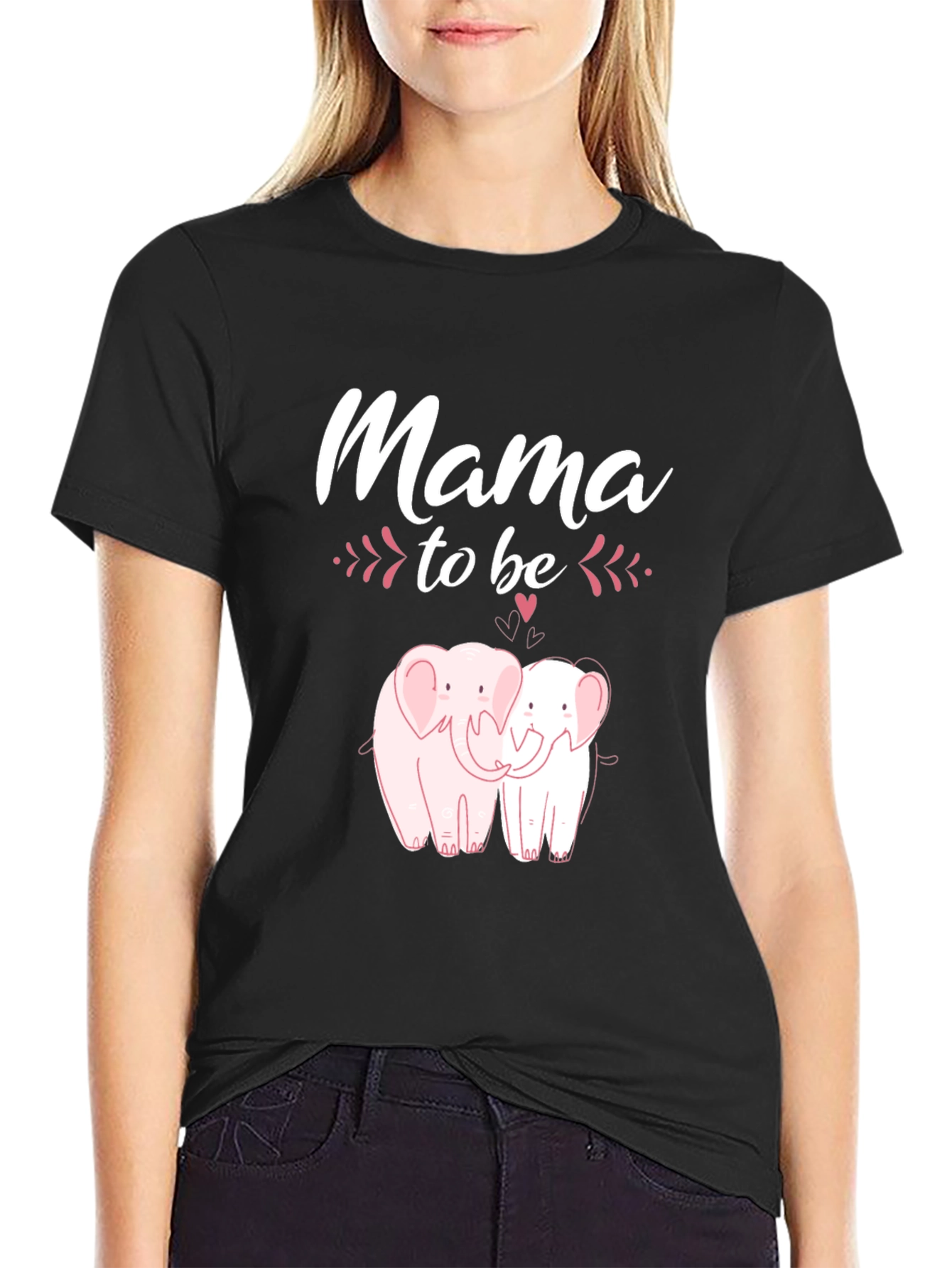 Mama To Be Elephant Graphic Tee - Black
