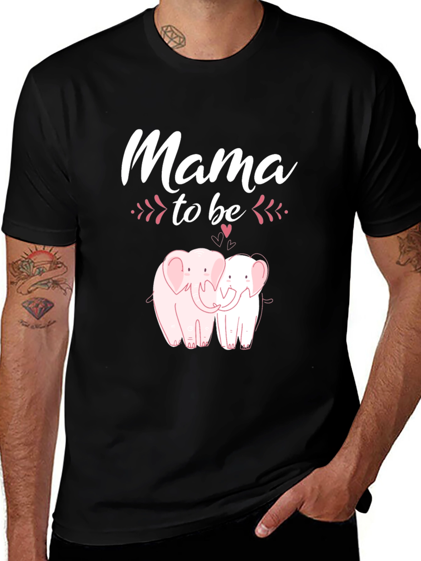Mama To Be Elephant Graphic Tee - Black