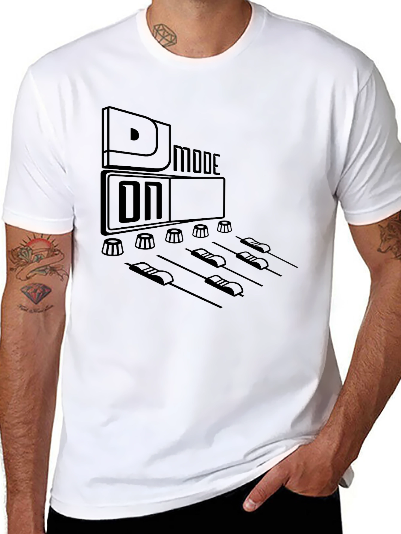 DJ Mode On Graphic Black T-Shirt