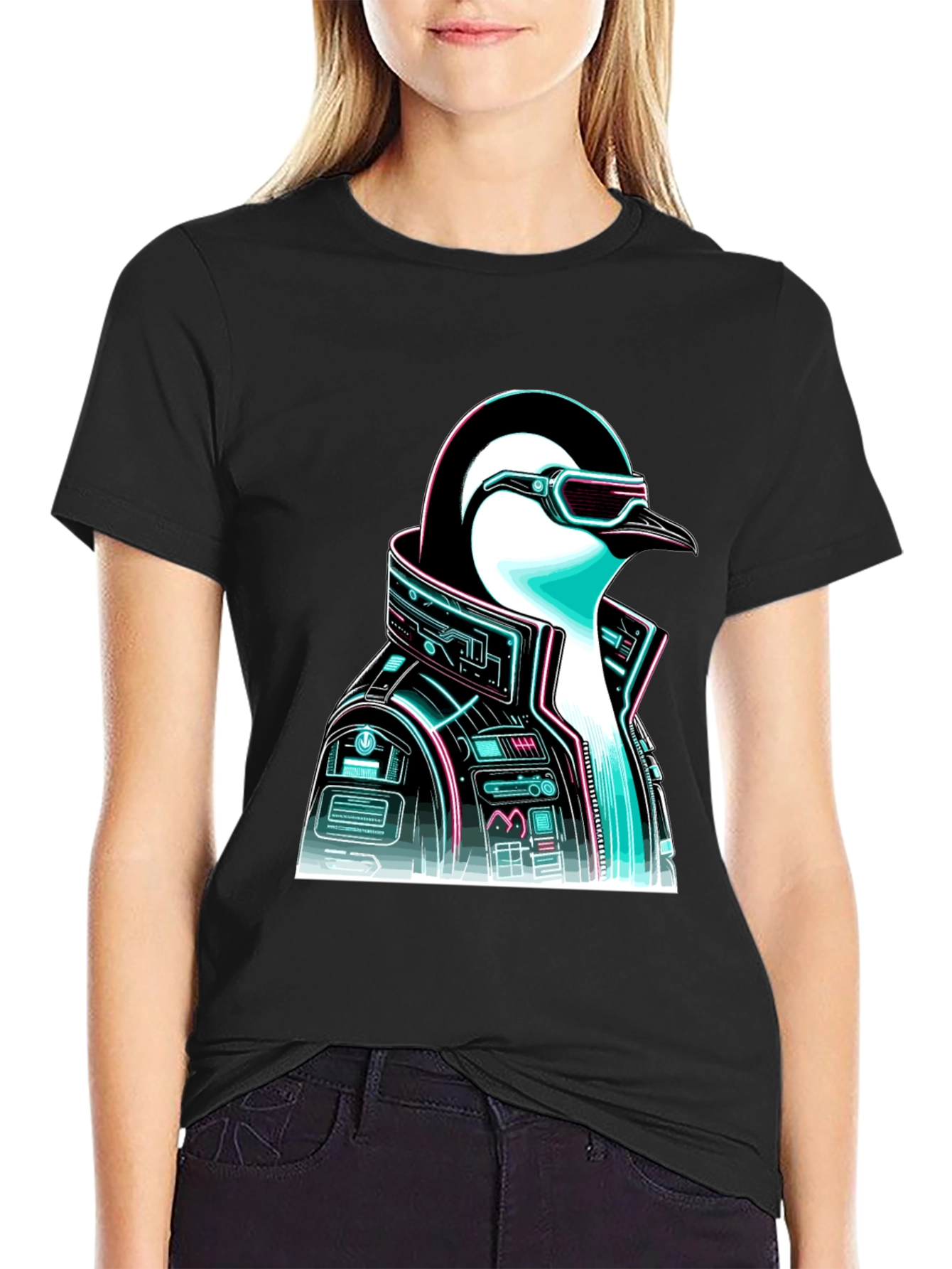 Cyberpunk Penguin Graphic T-Shirt - Trendy Cool Design