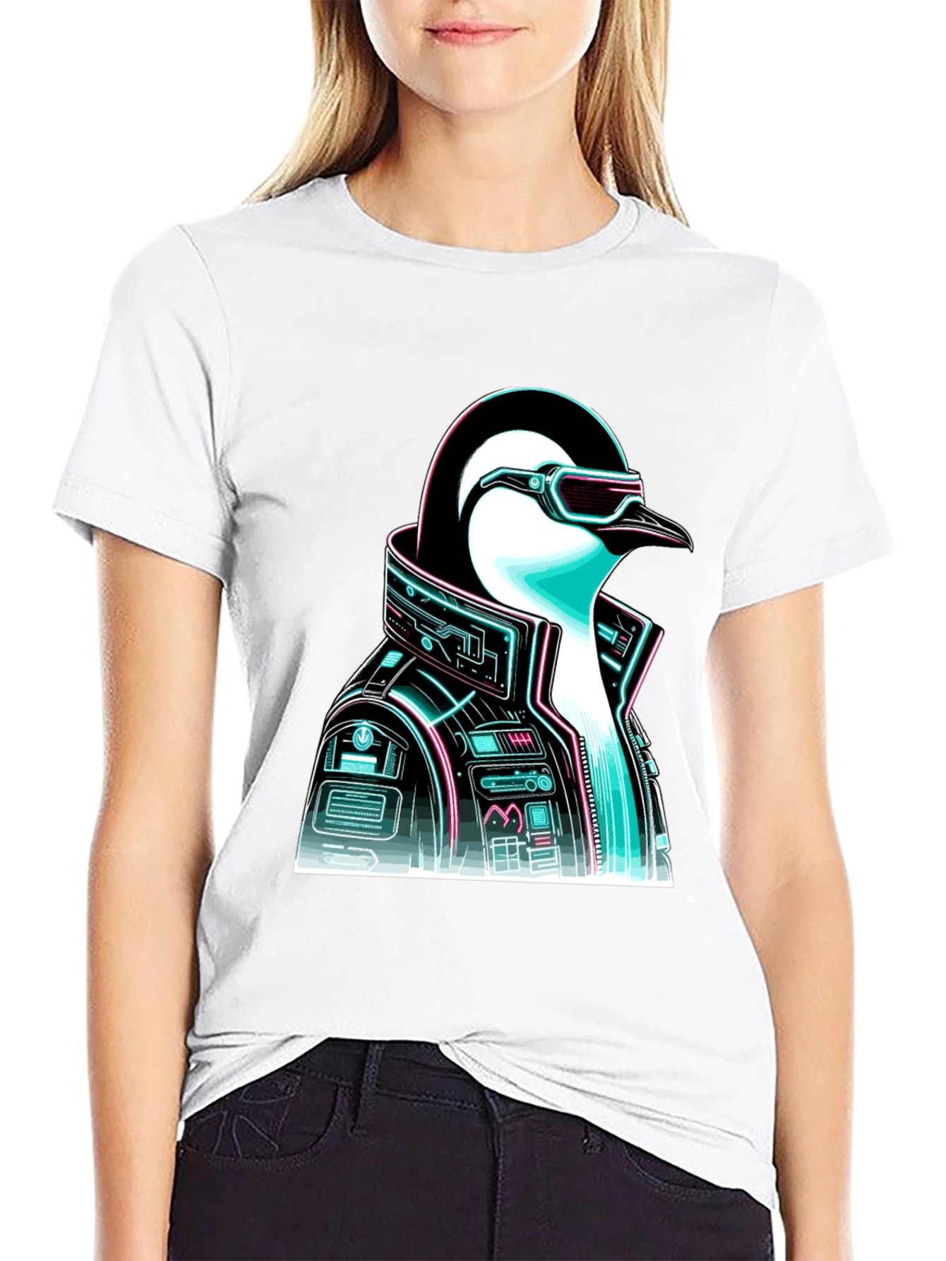 Cyberpunk Penguin Graphic T-Shirt - Trendy Cool Design
