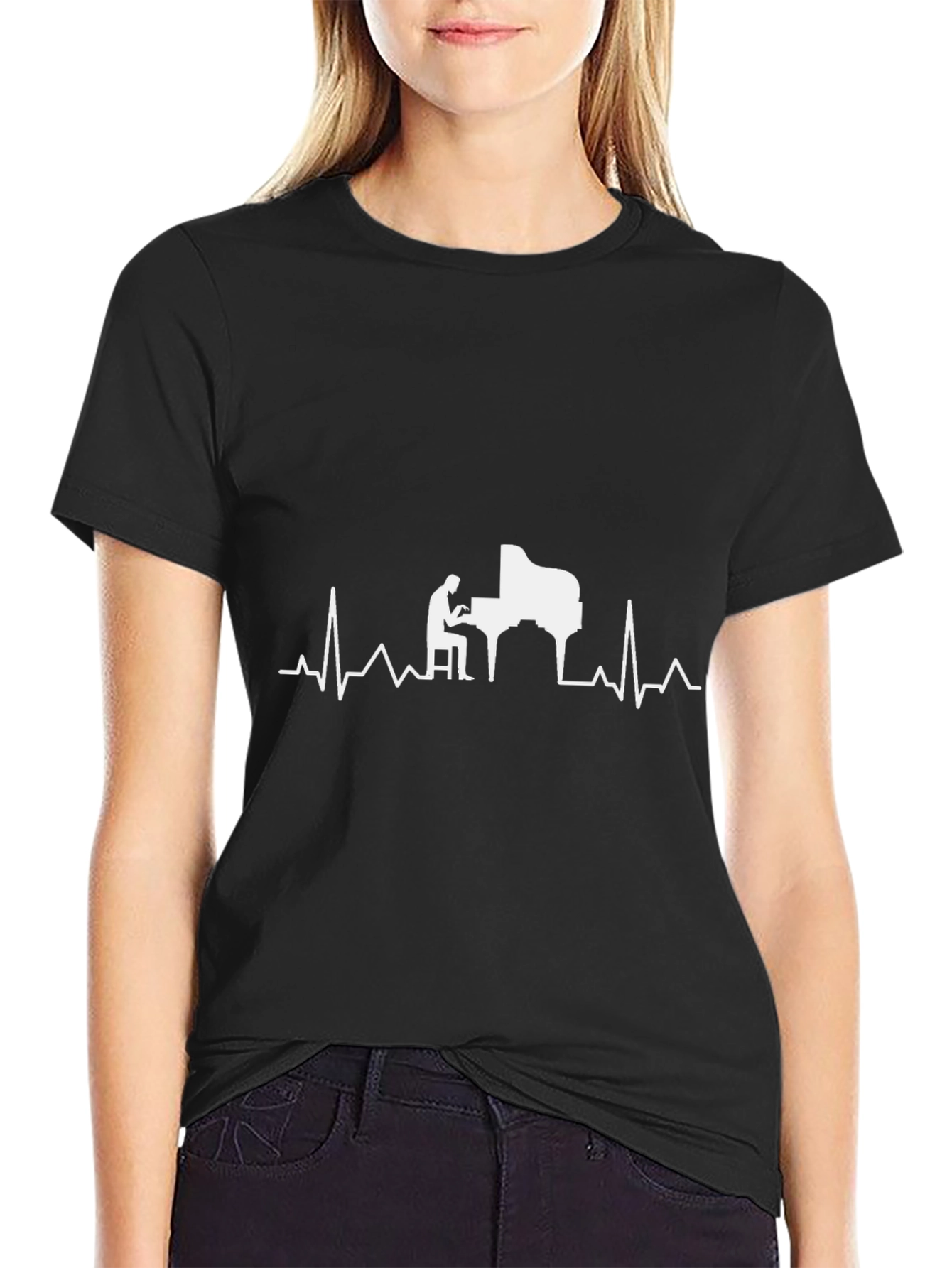 Piano Heartbeat T-Shirt - Music Lover Tee